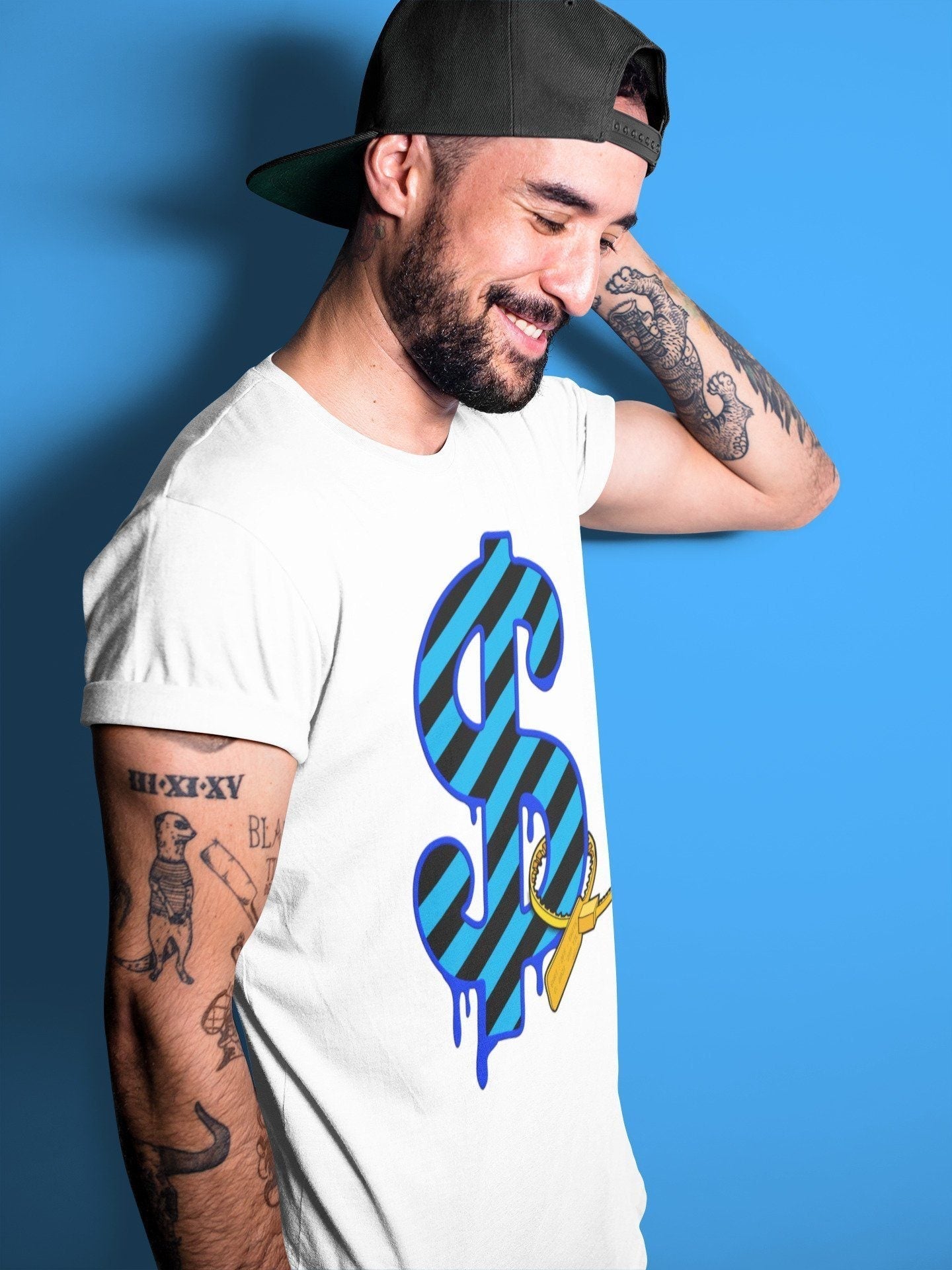 Jordan 2 OFF-WHITE Black Blue Shirt To Match Jordans Dollar Camo Sneaker Tees Jordan 2 OFF-WHITE Black Blue Drip Gear Zone Sneaker Matching Clothing Unisex Shirts