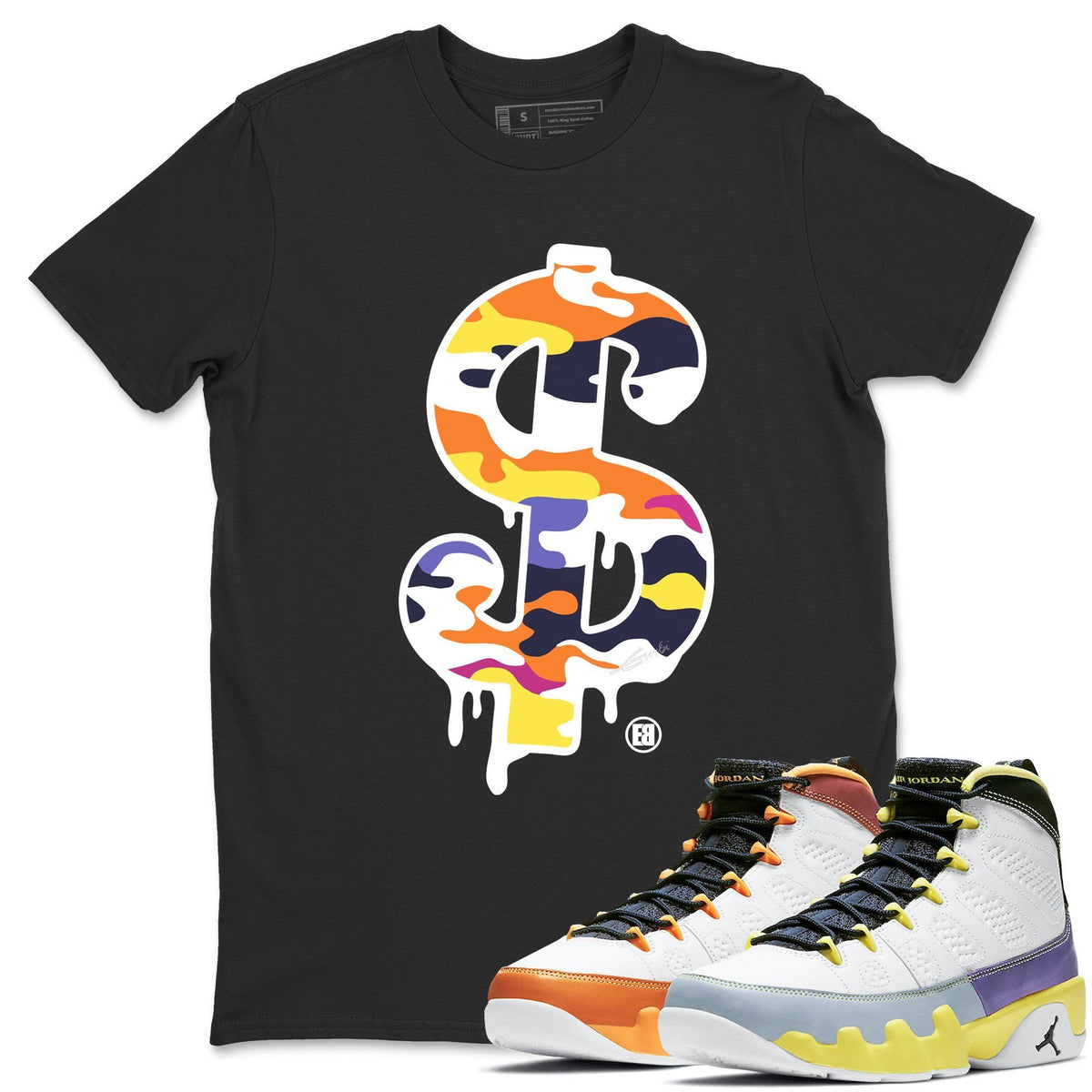Jordan 9 Change The World Shirt To Match Jordans Dollar Camo Sneaker Tees Jordan 9 Change The World Drip Gear Zone Sneaker Matching Clothing Unisex Shirts
