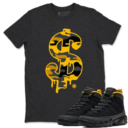 Jordan 9 University Gold Shirt To Match Jordans Dollar Camo Sneaker Tees Jordan 9 University Gold Drip Gear Zone Sneaker Matching Clothing Unisex Shirts