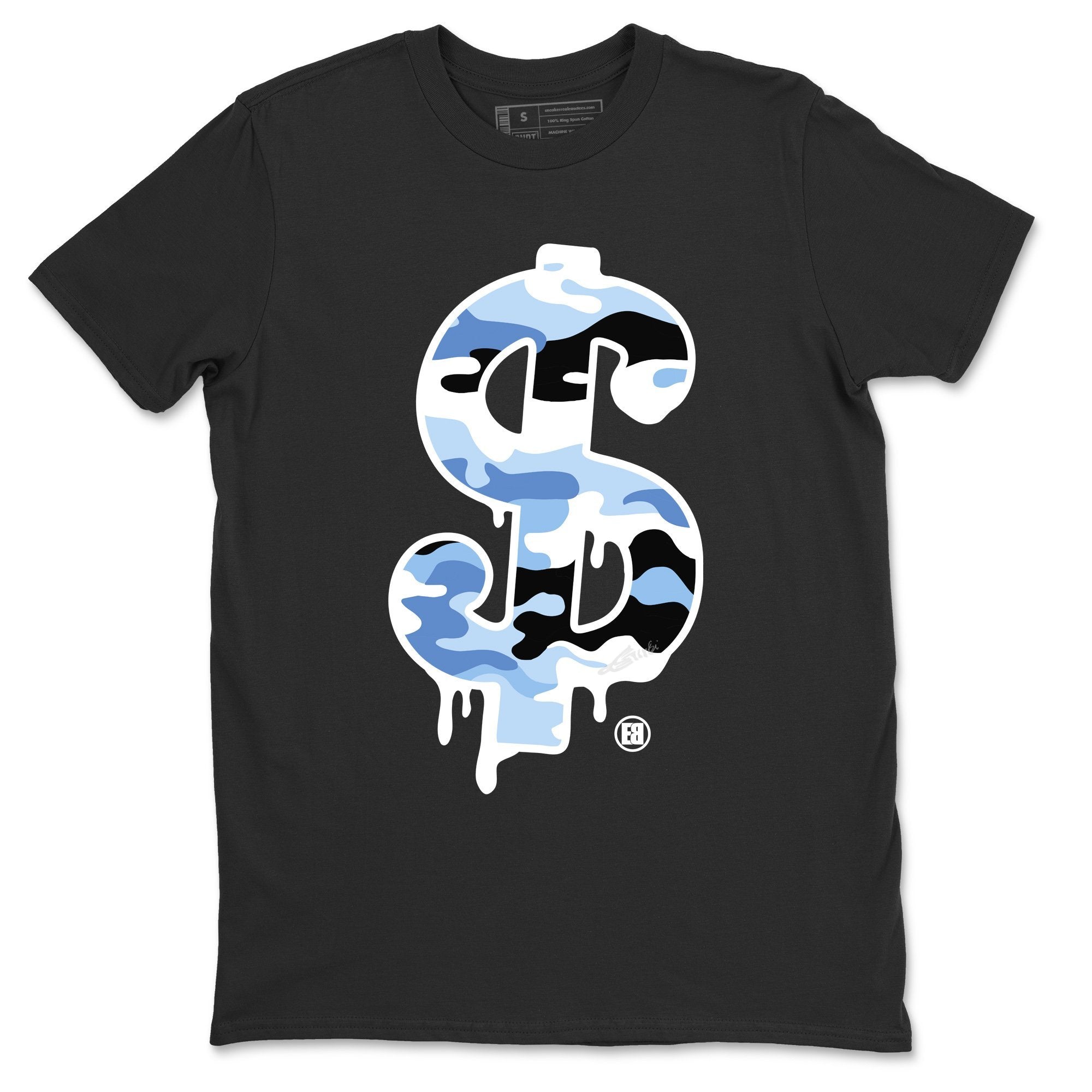 Jordan 1 University Blue Shirt To Match Jordans Dollar Camo Sneaker Tees Jordan 1 University Blue Drip Gear Zone Sneaker Matching Clothing Unisex Shirts