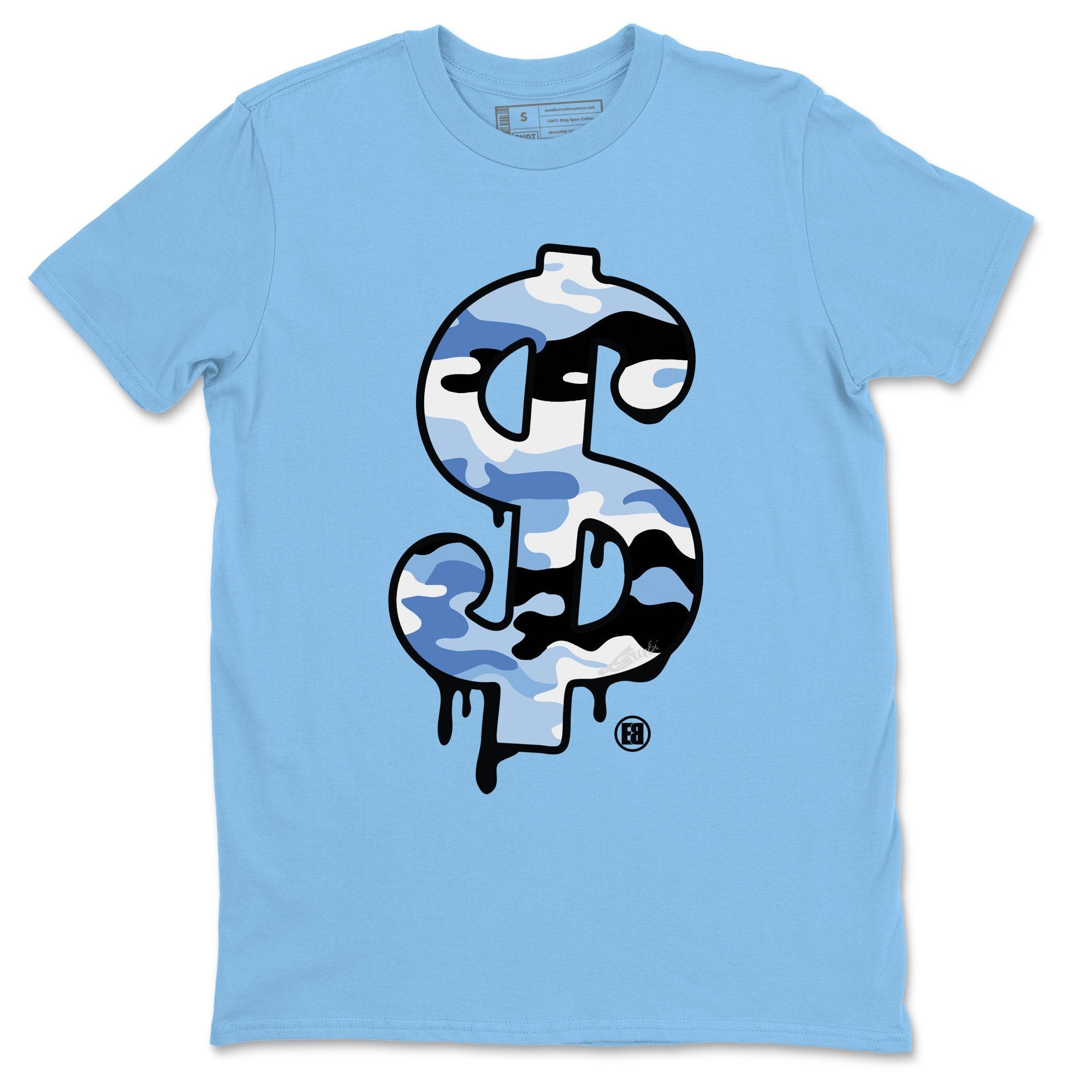 Jordan 1 University Blue Shirt To Match Jordans Dollar Camo Sneaker Tees Jordan 1 University Blue Drip Gear Zone Sneaker Matching Clothing Unisex Shirts