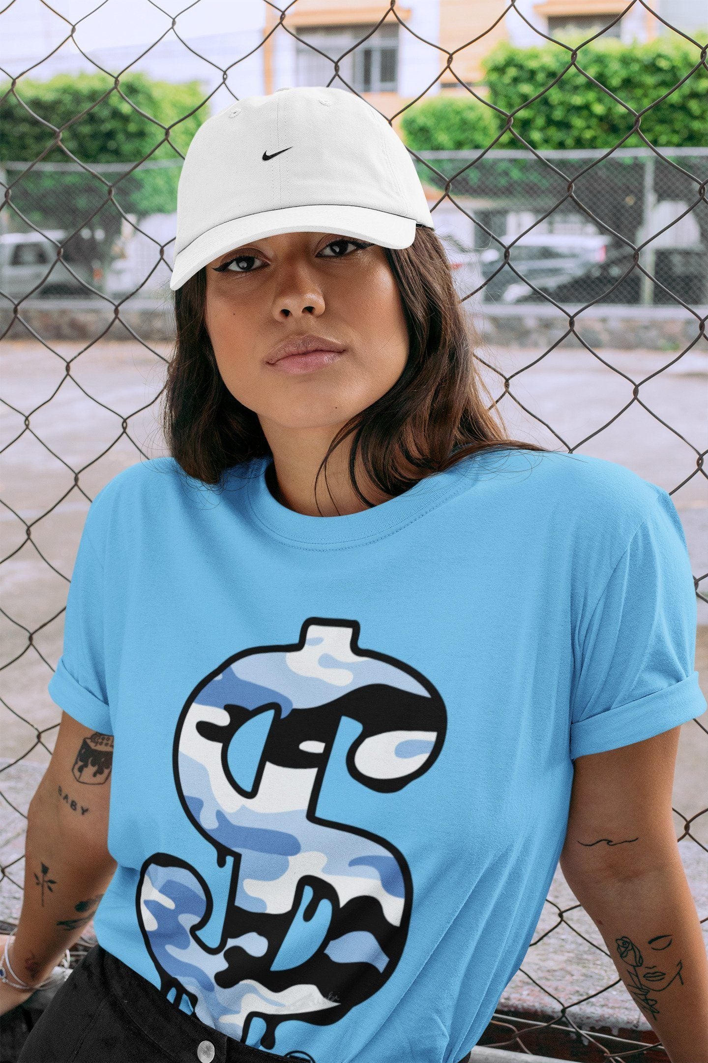 Jordan 1 University Blue Shirt To Match Jordans Dollar Camo Sneaker Tees Jordan 1 University Blue Drip Gear Zone Sneaker Matching Clothing Unisex Shirts