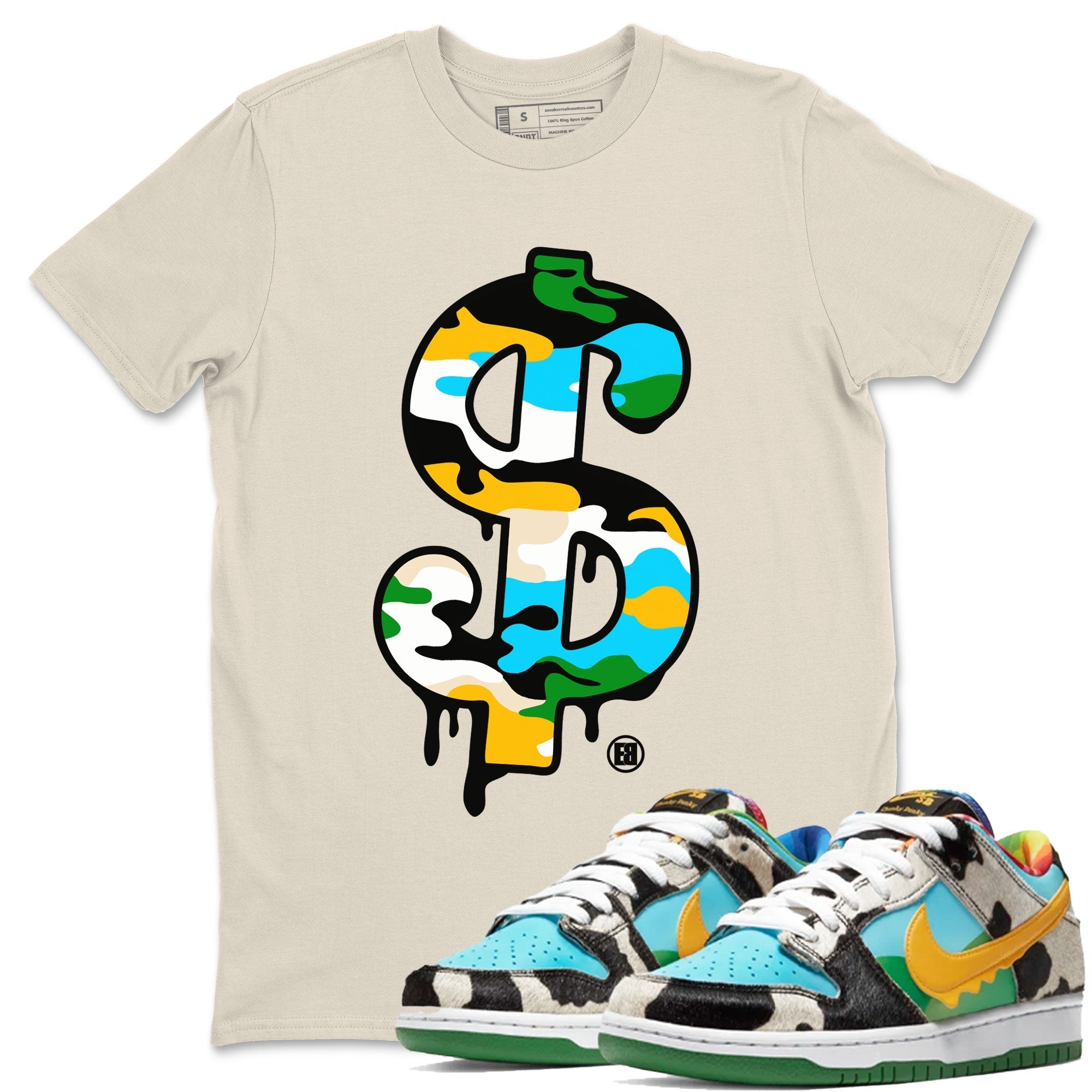 Dunk Chunky Dunky shirt to match jordans Dollar Camo Streetwear Sneaker Shirt Dunk Low Ben & Jerry's Chunky Dunky Drip Gear Zone Sneaker Matching Clothing Unisex Natural 1 T-Shirt