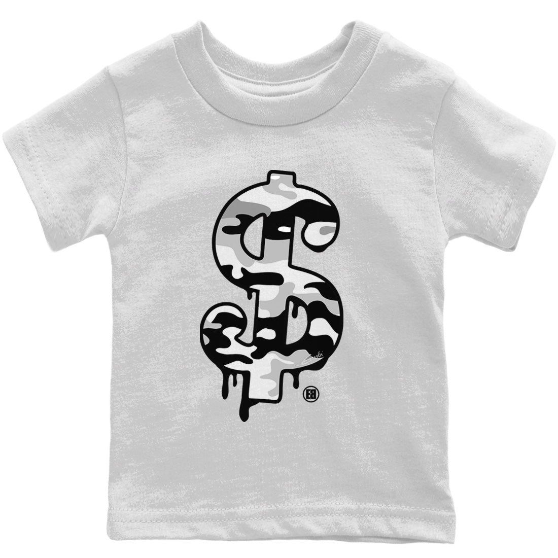 Jordan 4 Military Black Sneaker Matching T-Shirt Dollar Camo Sneaker Tees Jordan 4 Military Black Sneaker Release Tees Kids Shirts