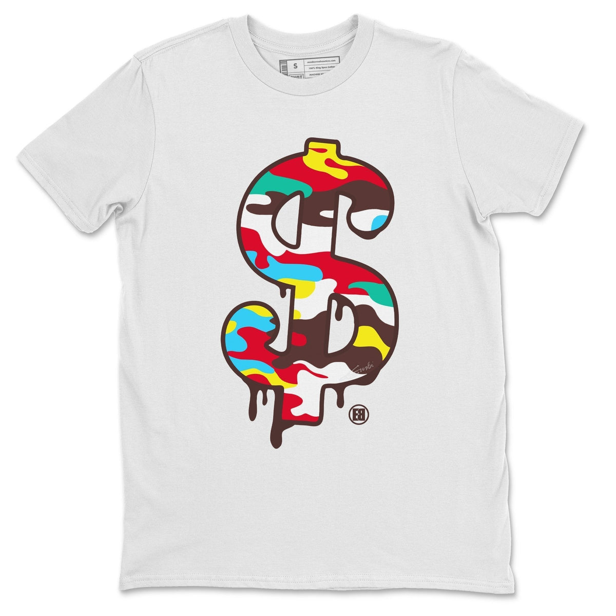 Dunk Free 99 White Sneaker Match Tees Dollar Camo Sneaker Tees Dunk Free 99 White Jordan to match sneaker T-Shirt Crew Neck Shirts