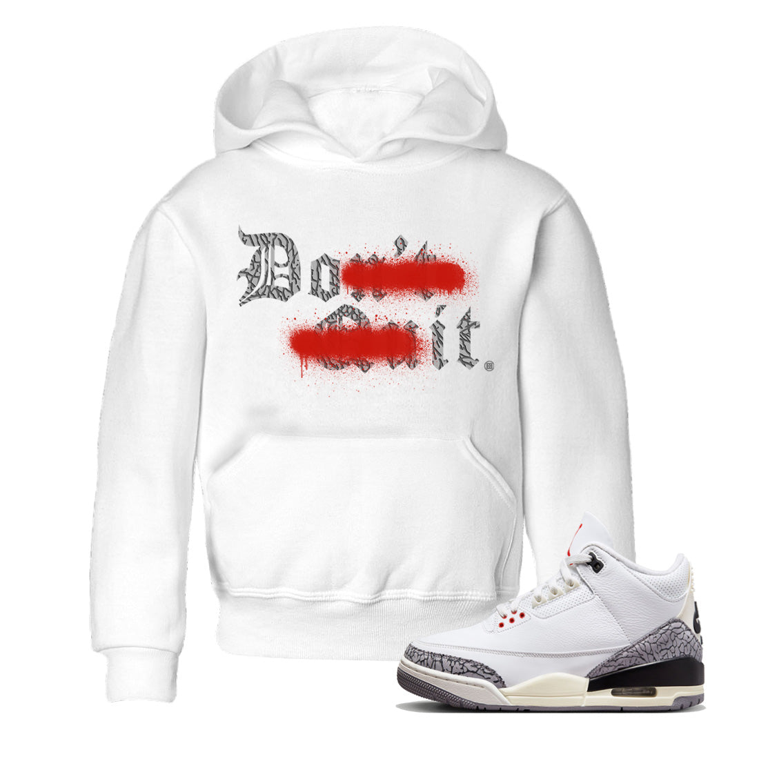 Air Jordan 3 White Cement Don't Quit Do It Baby and Kids Sneaker Tees Air Jordan 3 Retro White Cement Kids Sneaker Tees Washing and Care Tip