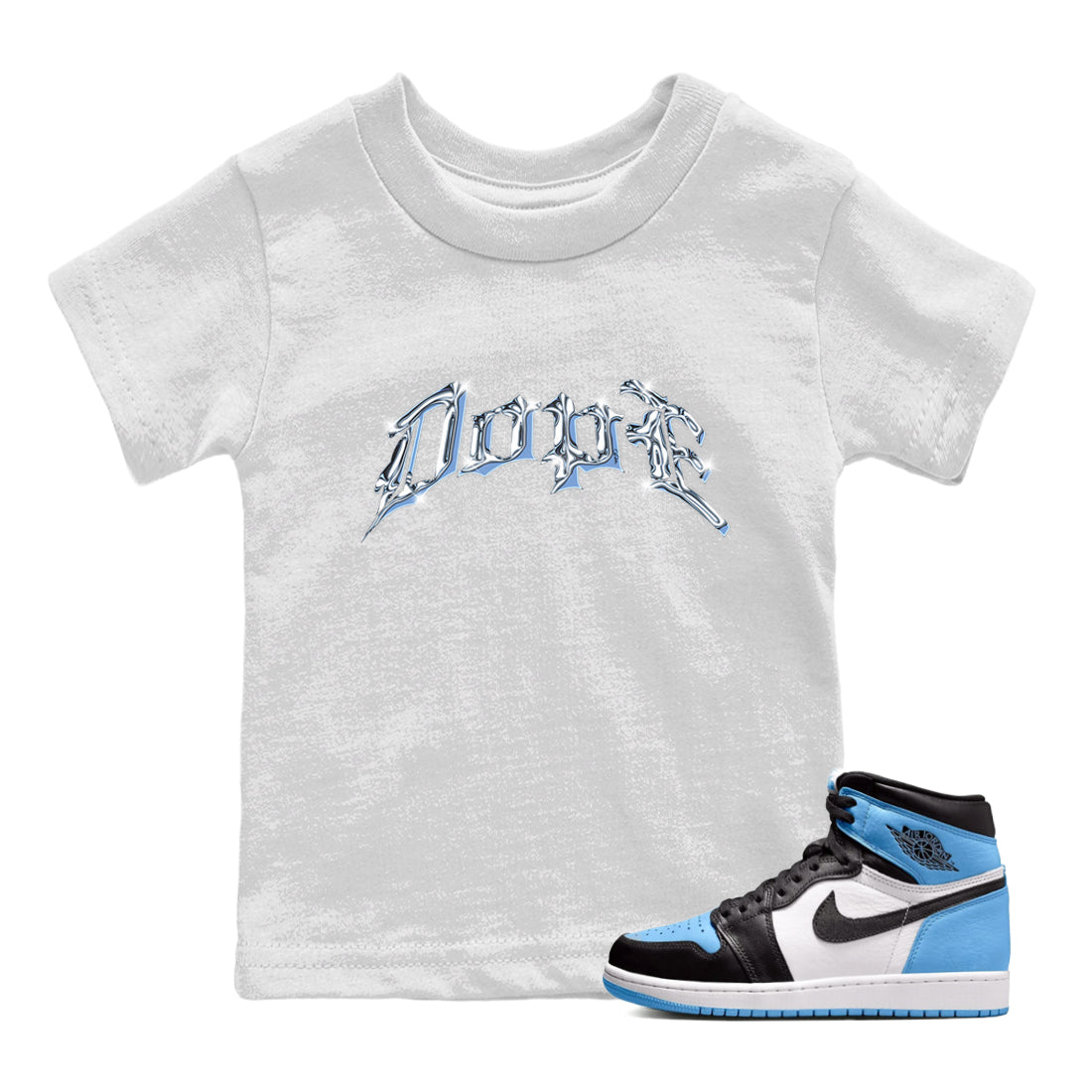 Air Jordan 1 University Blue Sneaker Match Tees Dope Sneaker Tees AJ1 OG High University Blue Sneaker Release Tees Kids Shirts White 1