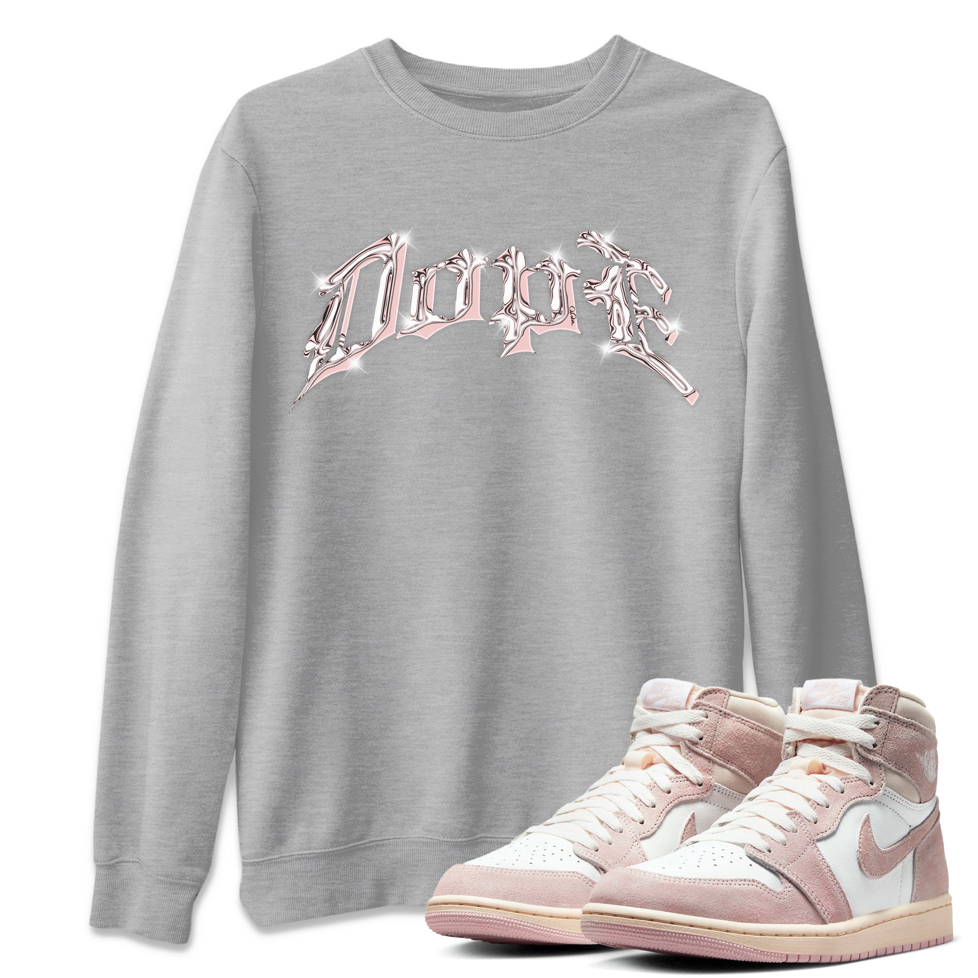 AJ1 Retro High OG Washed Pink Sneaker Tees Drip Gear Zone Dope Sneaker Tees AJ1 Retro High OG Washed Pink Shirt Unisex Shirts Heather Grey 1