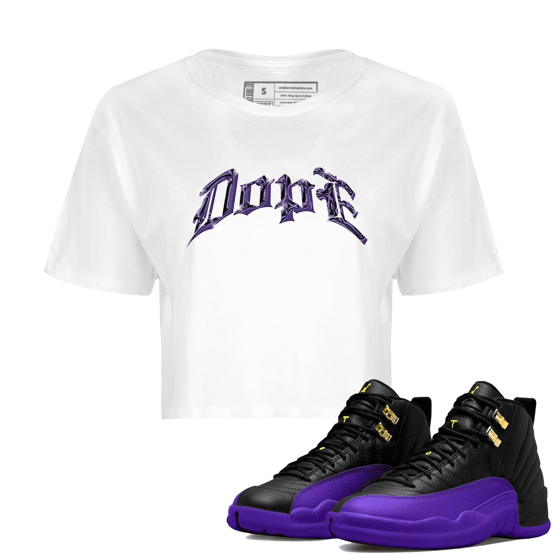 Air Jordan 12 Field Purple Sneaker Match Tees Dope Sneaker Tees AJ12 Field Purple Sneaker Release Tees Women's Shirts White 1