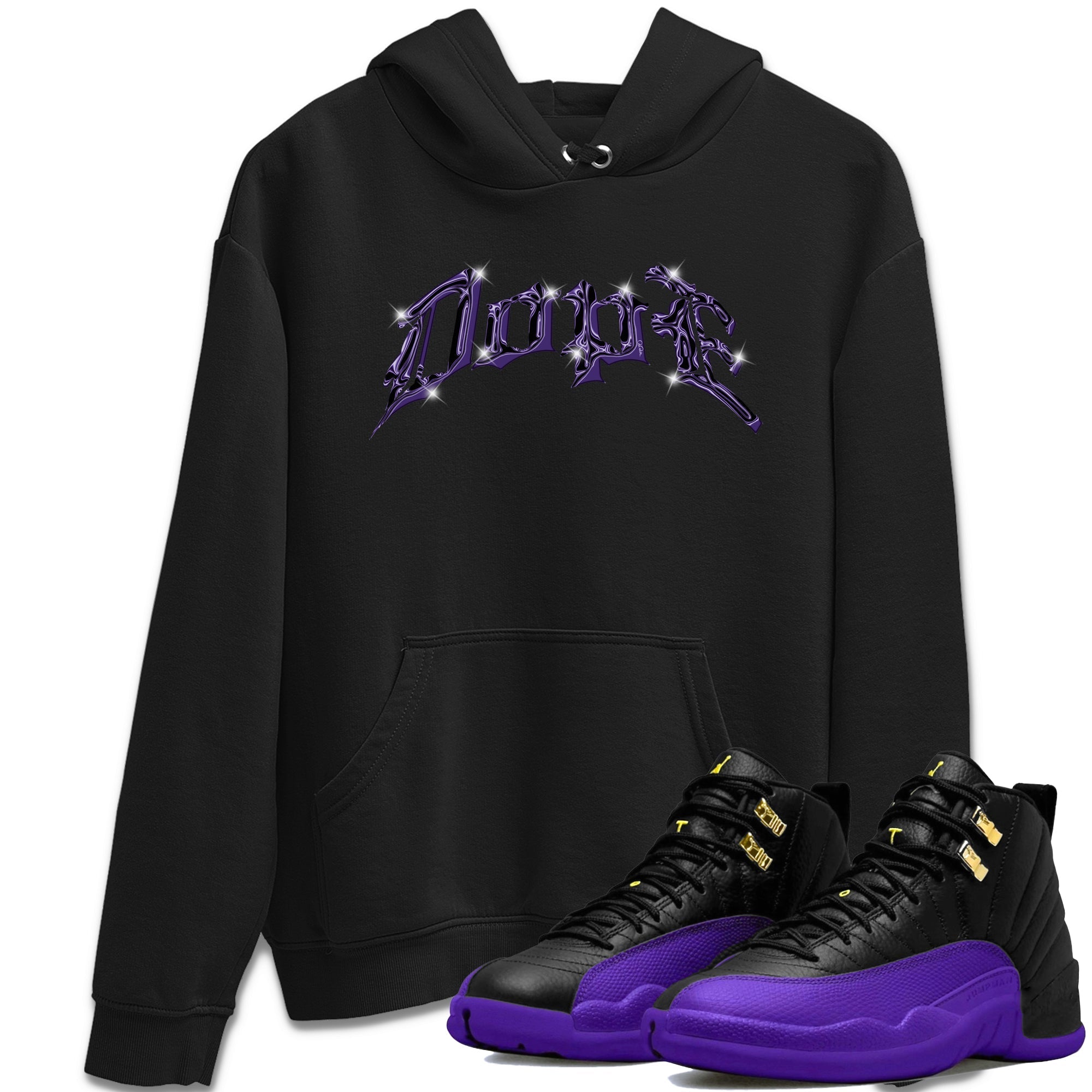 Air Jordan 12 Field Purple Sneaker Match Tees Dope Sneaker Tees AJ12 Field Purple Sneaker Release Tees Unisex Shirts Black 1