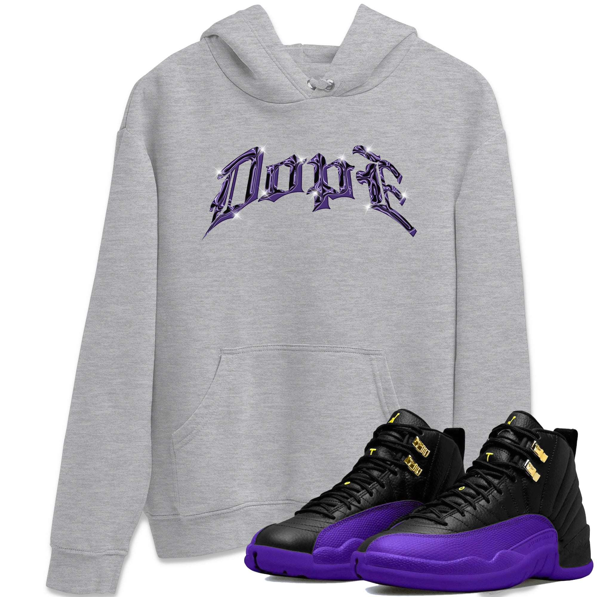 Air Jordan 12 Field Purple Sneaker Match Tees Dope Sneaker Tees AJ12 Field Purple Sneaker Release Tees Unisex Shirts Heather Grey 1