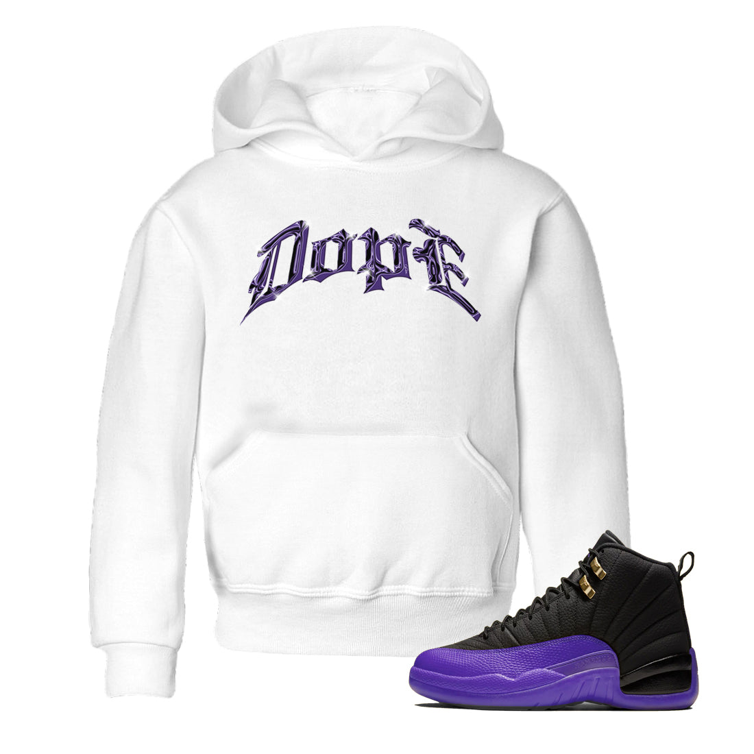 Air Jordan 12 Field Purple Sneaker Match Tees Dope Sneaker Tees AJ12 Field Purple Sneaker Release Tees Kids Shirts White 1