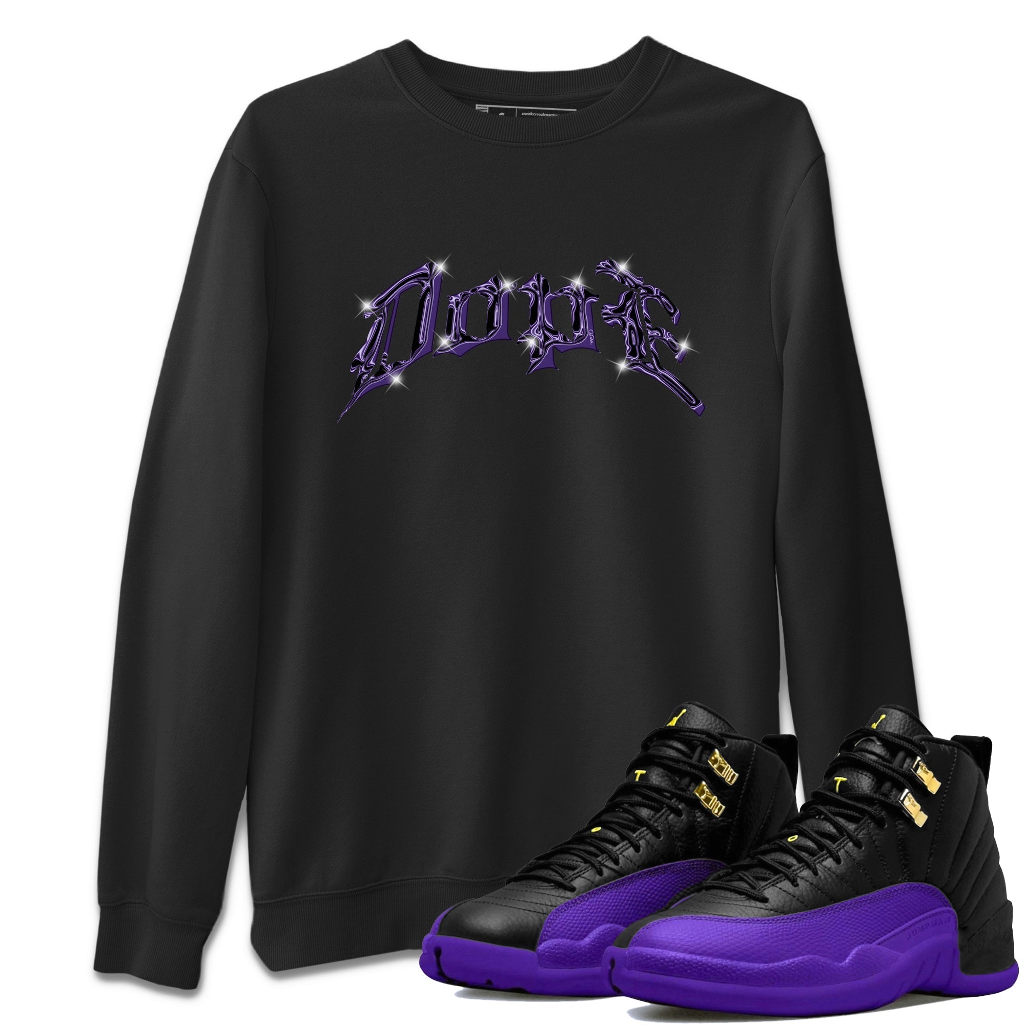 Air Jordan 12 Field Purple Sneaker Match Tees Dope Sneaker Tees AJ12 Field Purple Sneaker Release Tees Unisex Shirts Black 1