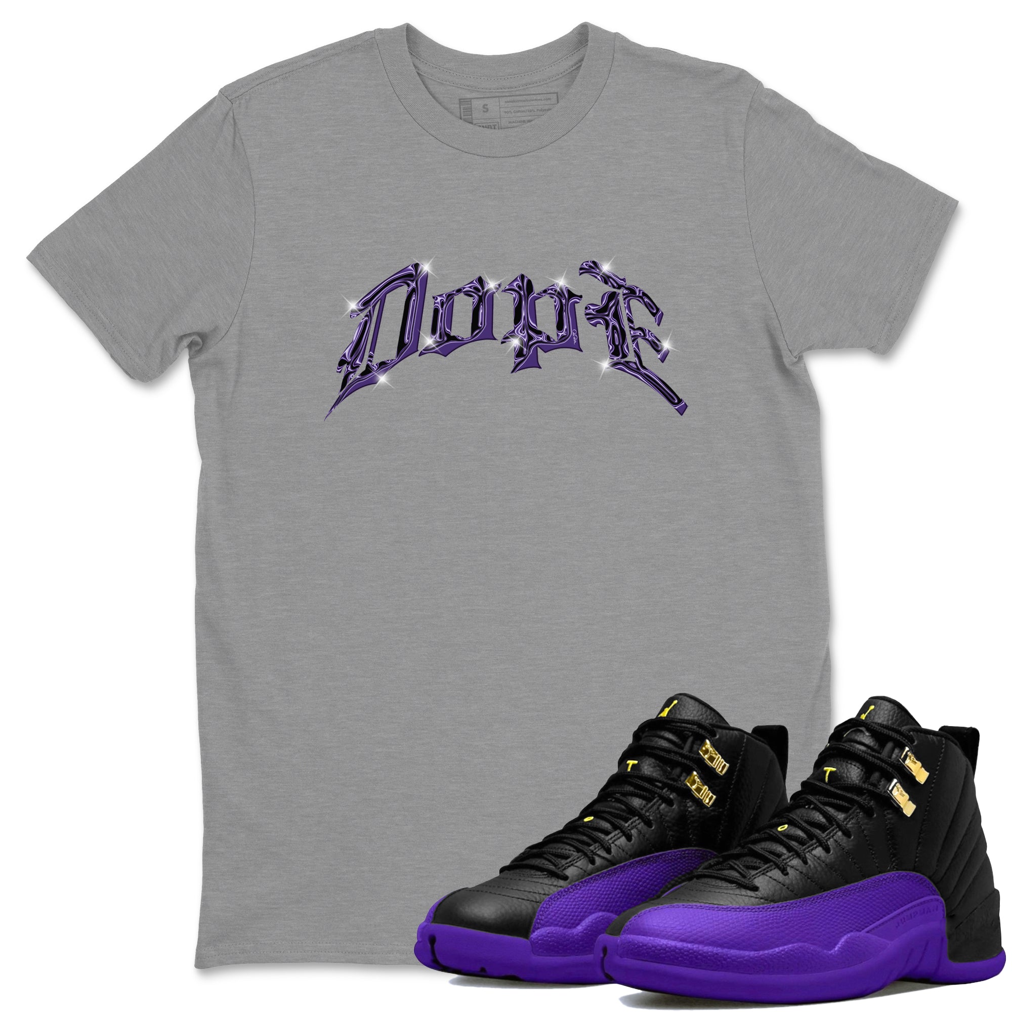 Air Jordan 12 Field Purple Sneaker Match Tees Dope Sneaker Tees AJ12 Field Purple Sneaker Release Tees Unisex Shirts Heather Grey 1