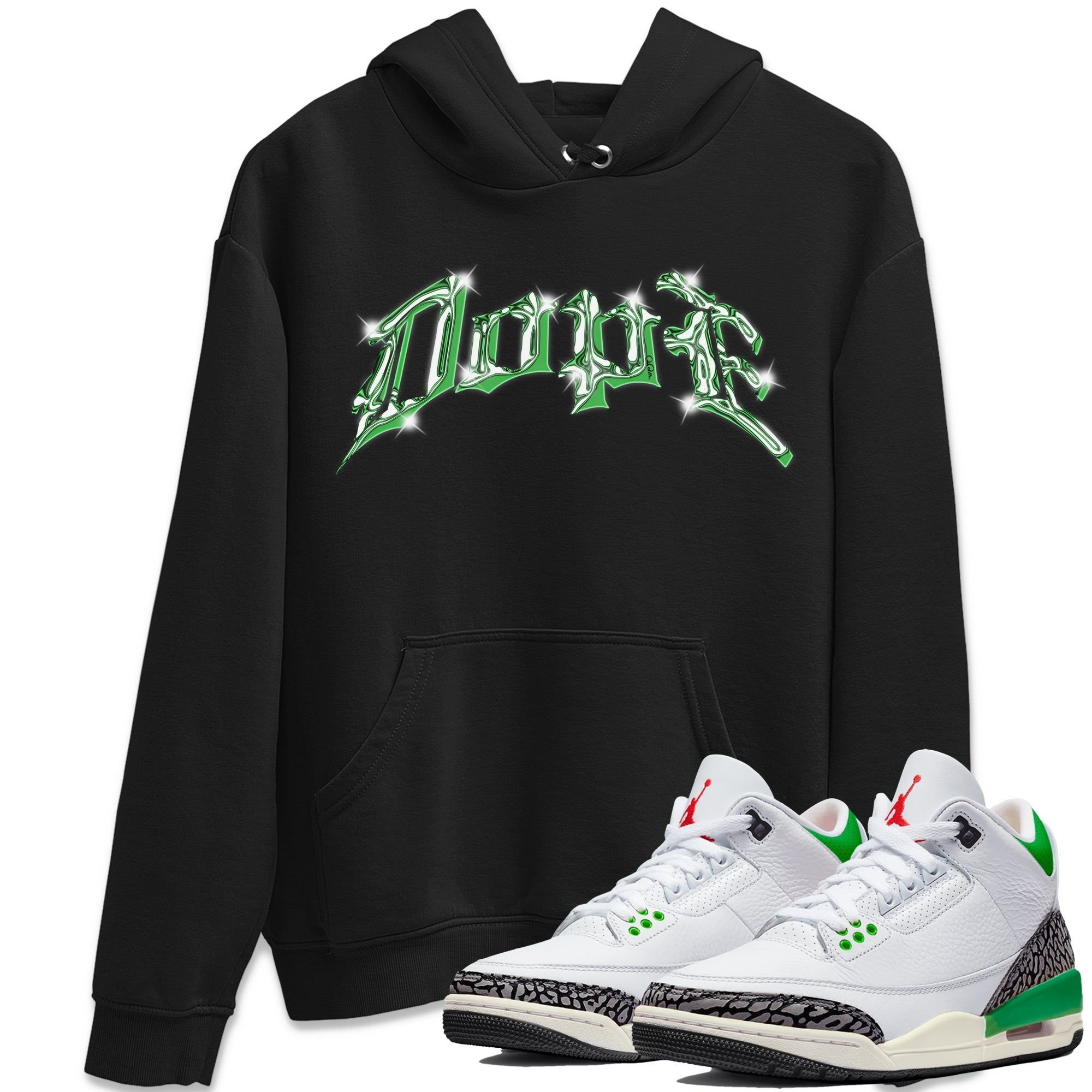 Air Jordan 3 Lucky Green Sneaker Tees Drip Gear Zone Dope Sneaker Tees AJ3 Lucky Green Shirt Unisex Shirts Black 1
