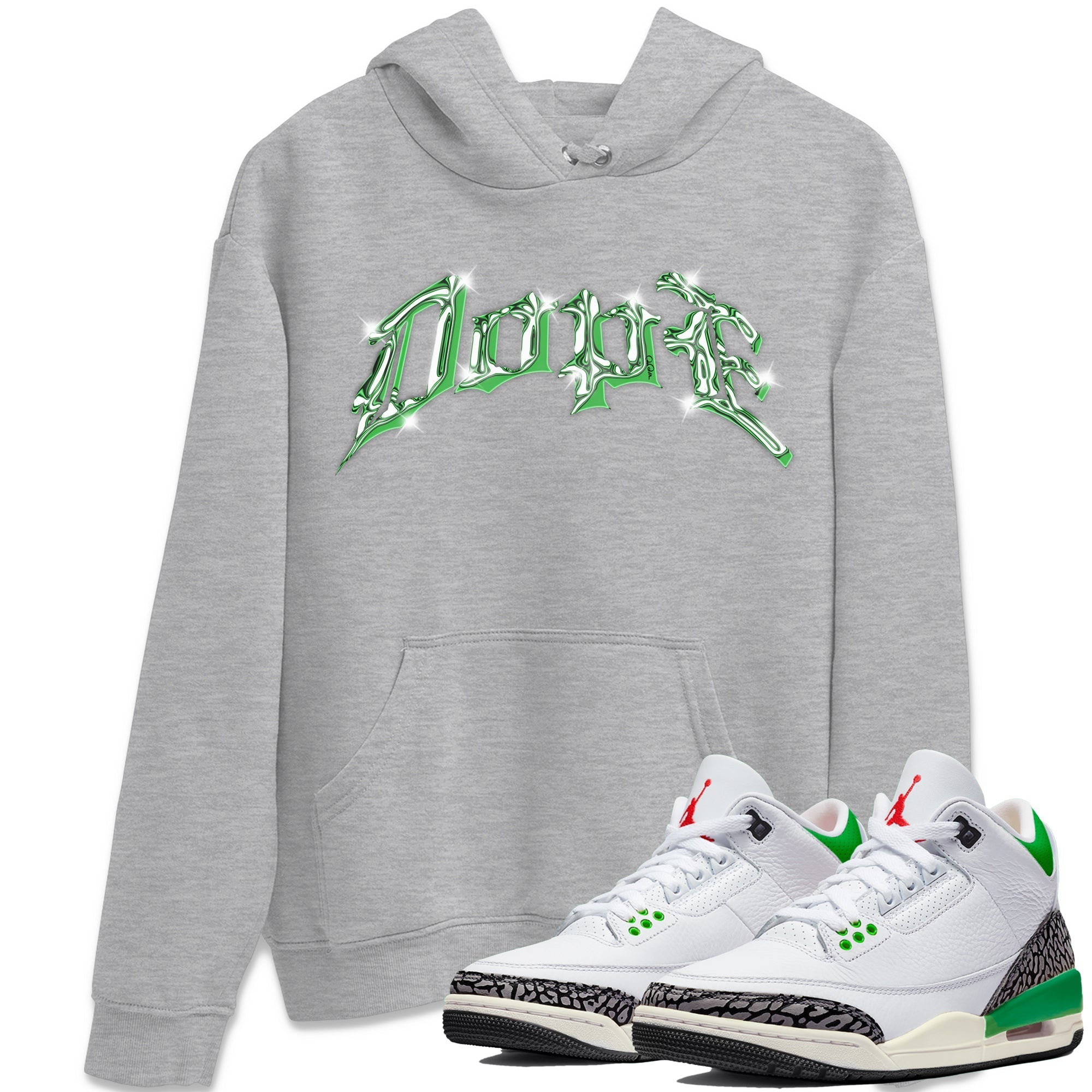 Air Jordan 3 Lucky Green Sneaker Tees Drip Gear Zone Dope Sneaker Tees AJ3 Lucky Green Shirt Unisex Shirts Heather Grey 1