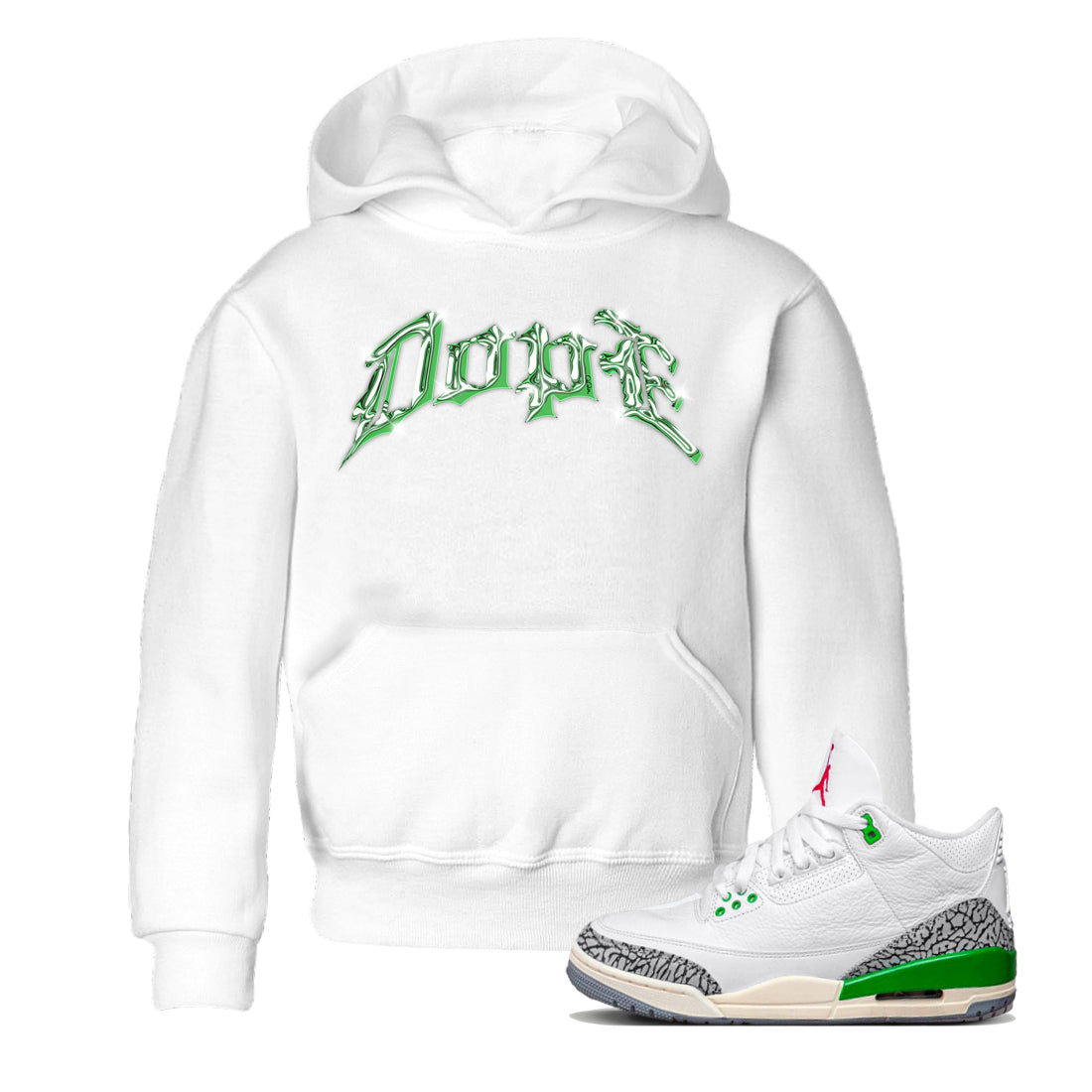 Air Jordan 3 Lucky Green Sneaker Tees Drip Gear Zone Dope Sneaker Tees AJ3 Lucky Green Shirt Kids Shirts White 1