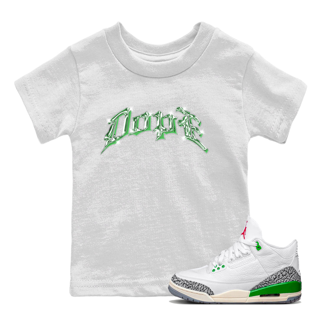 Air Jordan 3 Lucky Green Sneaker Tees Drip Gear Zone Dope Sneaker Tees AJ3 Lucky Green Shirt Kids Shirts White 1
