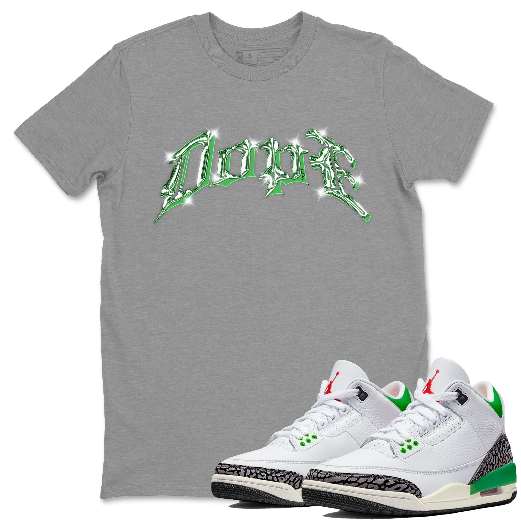 Air Jordan 3 Lucky Green Sneaker Tees Drip Gear Zone Dope Sneaker Tees AJ3 Lucky Green Shirt Unisex Shirts Heather Grey 1