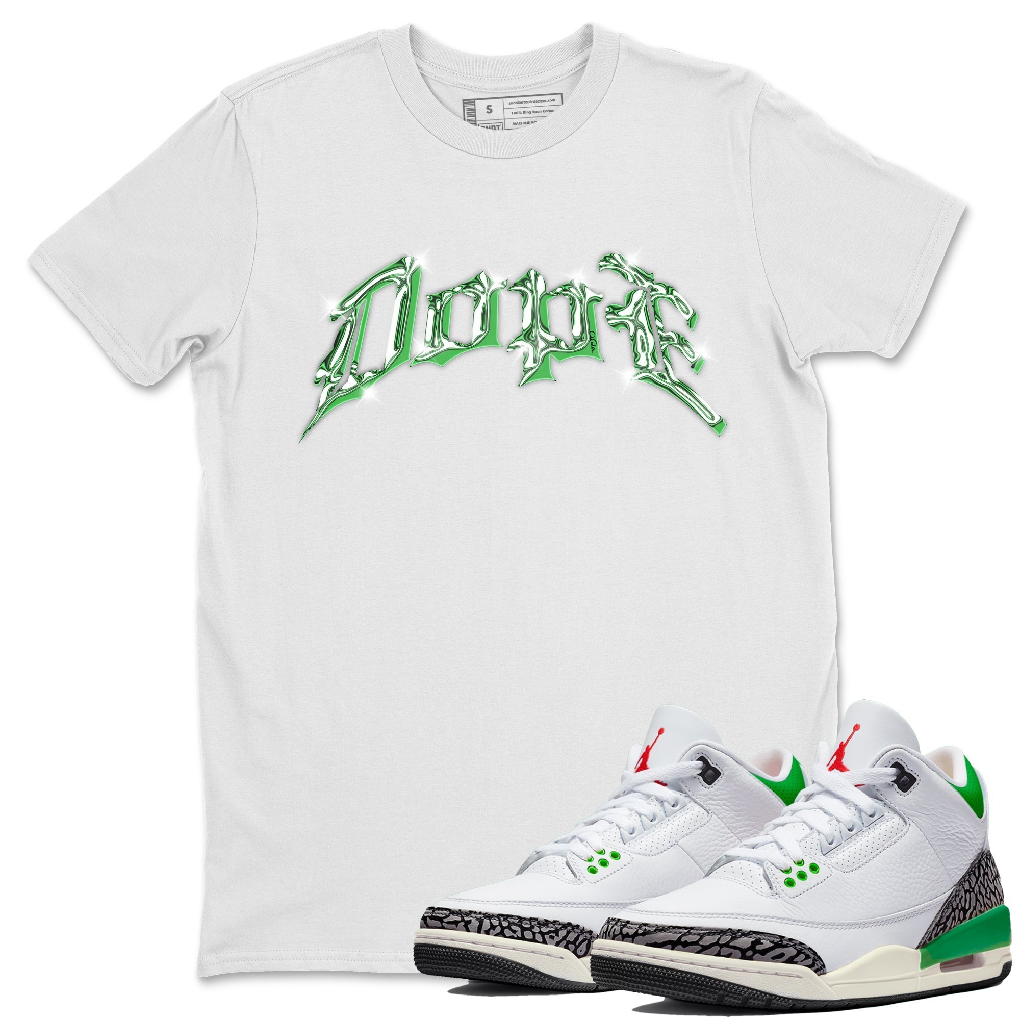 Air Jordan 3 Lucky Green Sneaker Tees Drip Gear Zone Dope Sneaker Tees AJ3 Lucky Green Shirt Unisex Shirts White 1