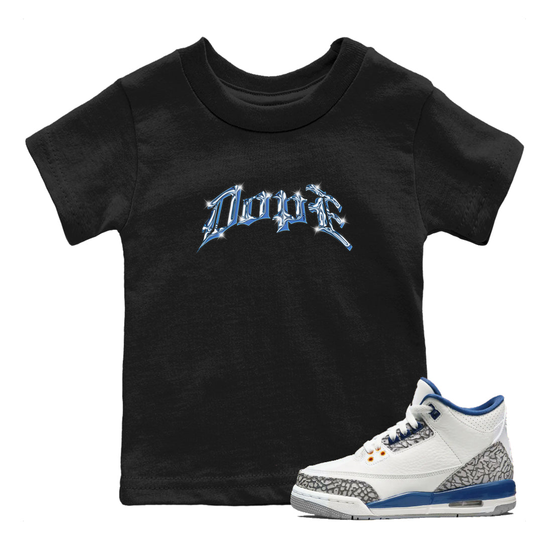 Air Jordan 3 Wizards Sneaker Tees Drip Gear Zone Dope Sneaker Tees AJ3 NBA Wizards  Shirt Kids Shirts Black 1