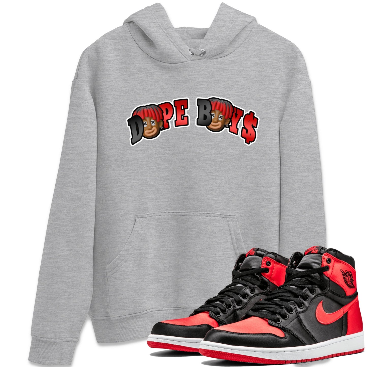 Air Jordan 1 Satin Bred Sneaker Match Tees Dope Boy Sneaker Tees AJ1 Satin Bred Sneaker Release Tees Unisex Shirts Heather Grey 1