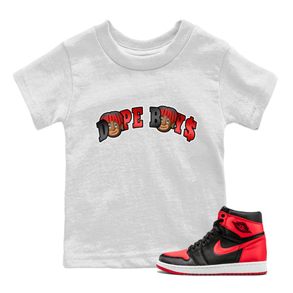 Air Jordan 1 Satin Bred Sneaker Match Tees Dope Boy Sneaker Tees AJ1 Satin Bred Sneaker Release Tees Kids Shirts White 1