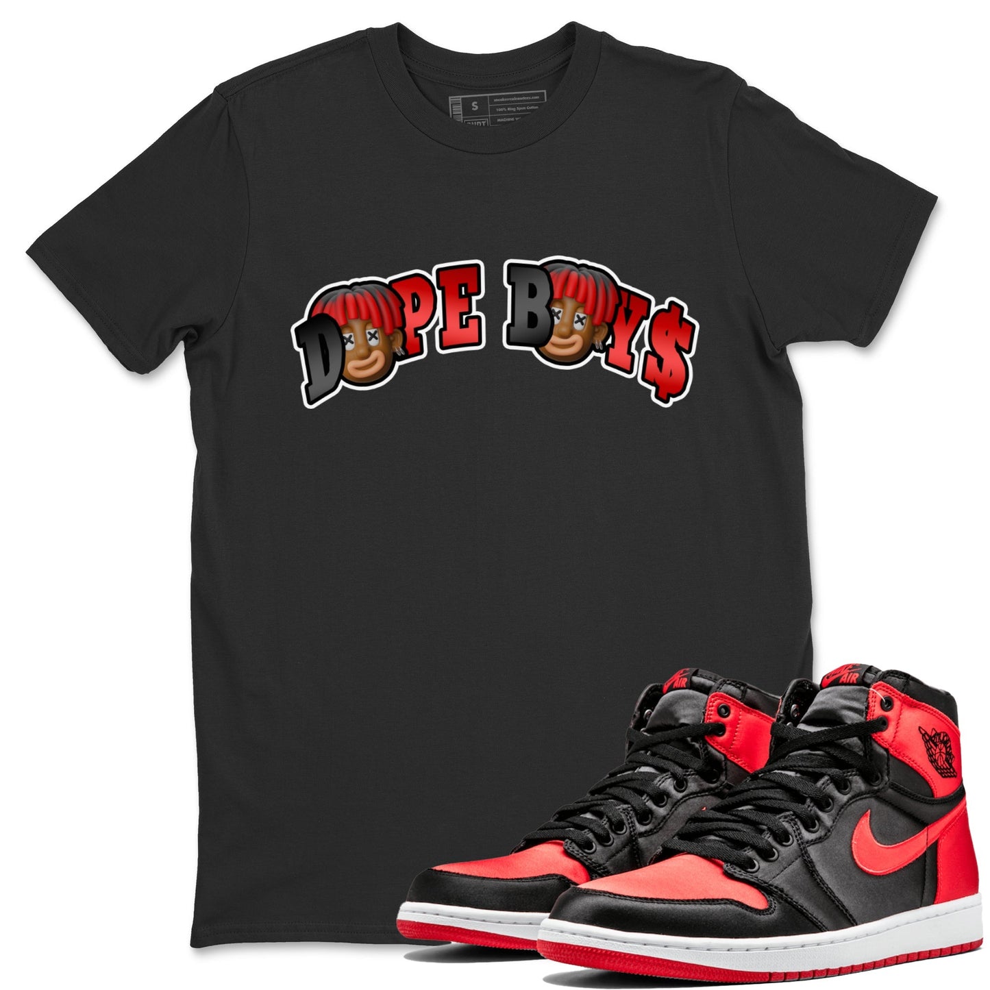 Air Jordan 1 Satin Bred Sneaker Match Tees Dope Boy Sneaker Tees AJ1 Satin Bred Sneaker Release Tees Unisex Shirts Black 1