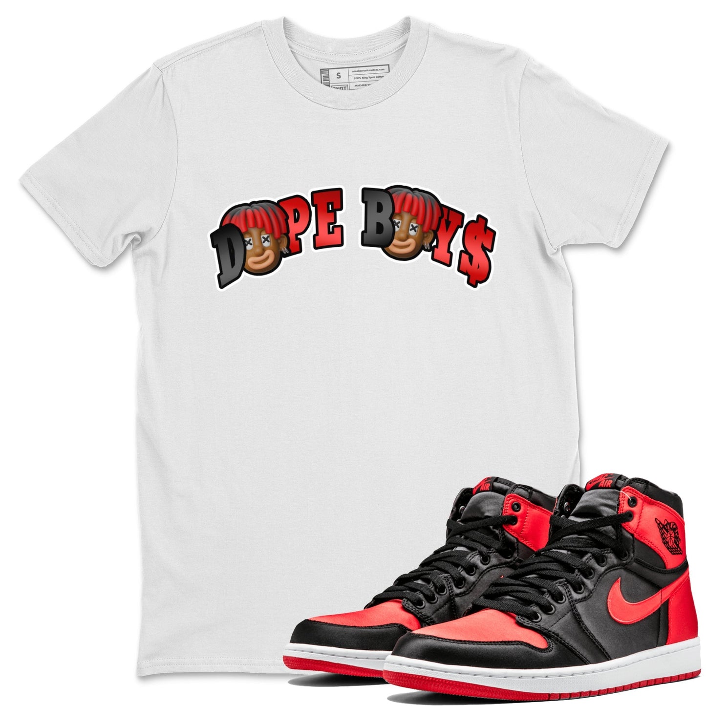 Air Jordan 1 Satin Bred Sneaker Match Tees Dope Boy Sneaker Tees AJ1 Satin Bred Sneaker Release Tees Unisex Shirts White 1