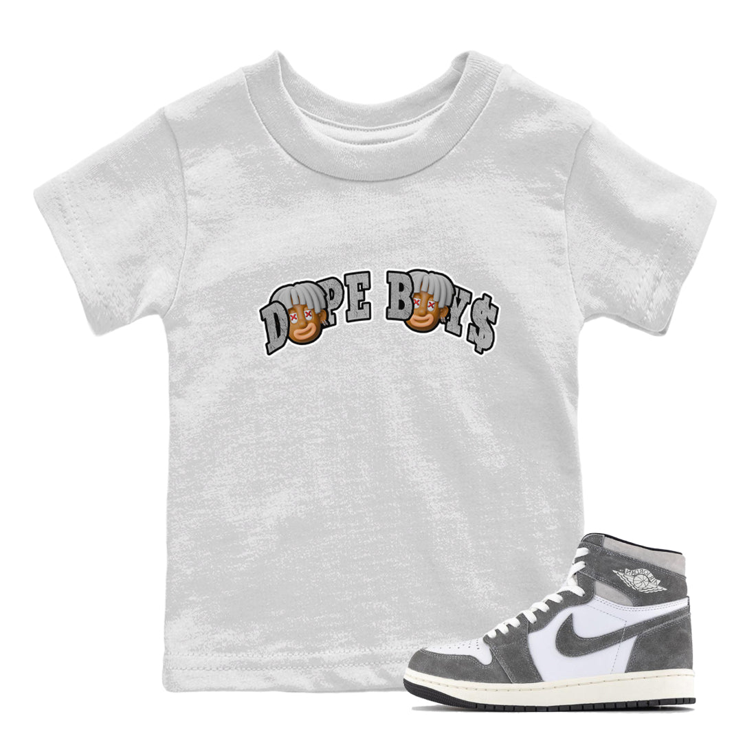 Air Jordan 1 Washed Heritage Sneaker Match Tees Dope Boys Sneaker Tees AJ1 Washed Heritage Sneaker Release Tees Kids Shirts White 1