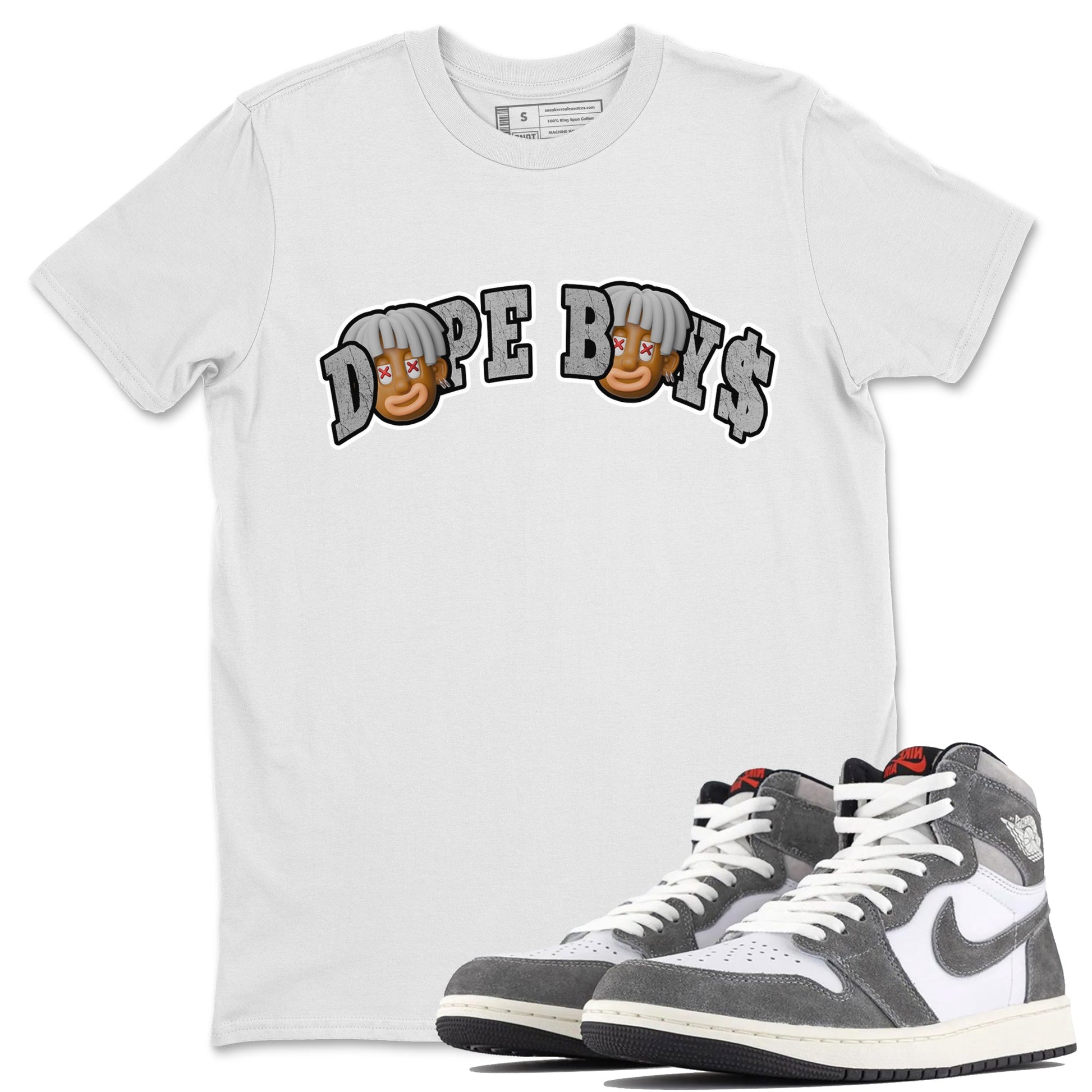 Air Jordan 1 Washed Heritage Sneaker Match Tees Dope Boys Sneaker Tees AJ1 Washed Heritage Sneaker Release Tees Unisex Shirts White 1