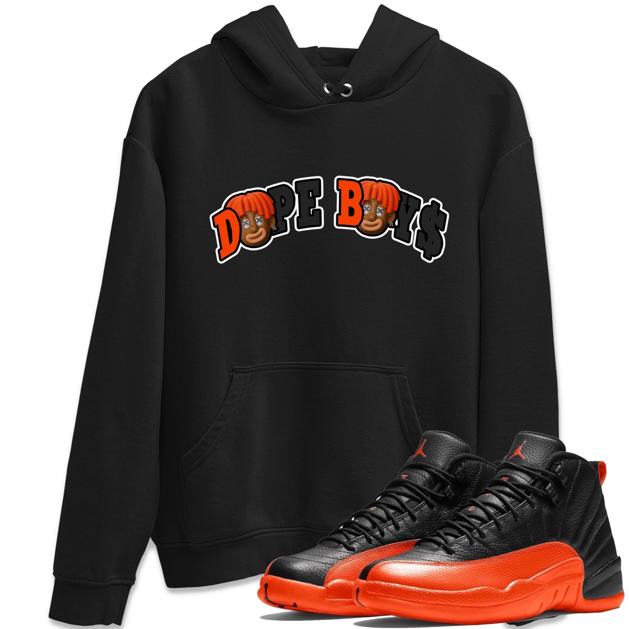 Air Jordan 12 Brilliant Orange Sneaker Match Tees Dope Boys Sneaker Tees AJ12 Brilliant Orange Sneaker Release Tees Unisex Shirts Black 1