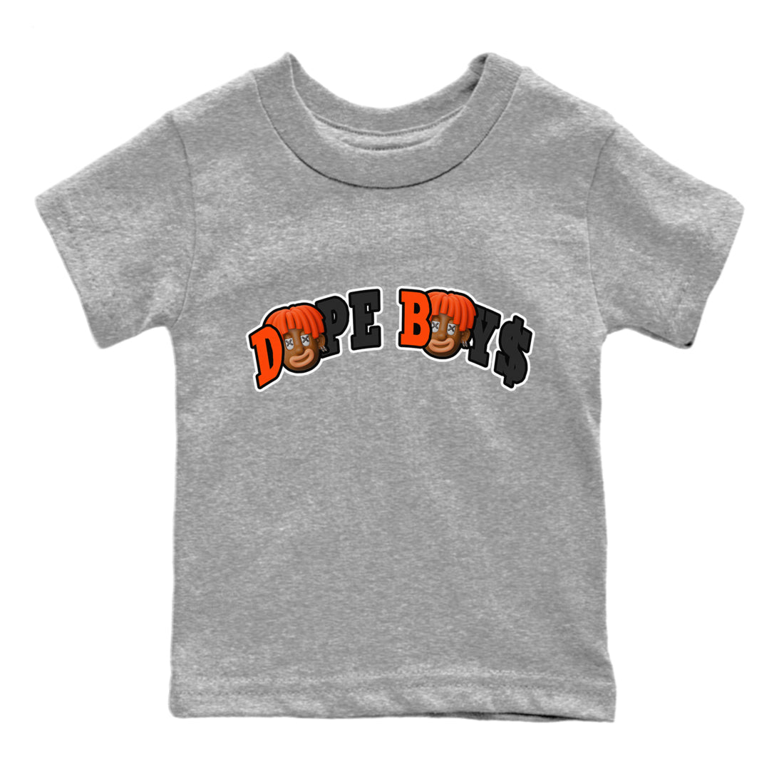 Air Jordan 12 Brilliant Orange Sneaker Match Tees Dope Boys Sneaker Tees AJ12 Brilliant Orange Sneaker Release Tees Kids Shirts Heather Grey 2