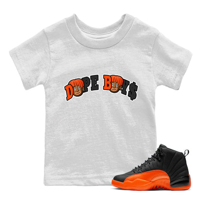 Air Jordan 12 Brilliant Orange Sneaker Match Tees Dope Boys Sneaker Tees AJ12 Brilliant Orange Sneaker Release Tees Kids Shirts White 1
