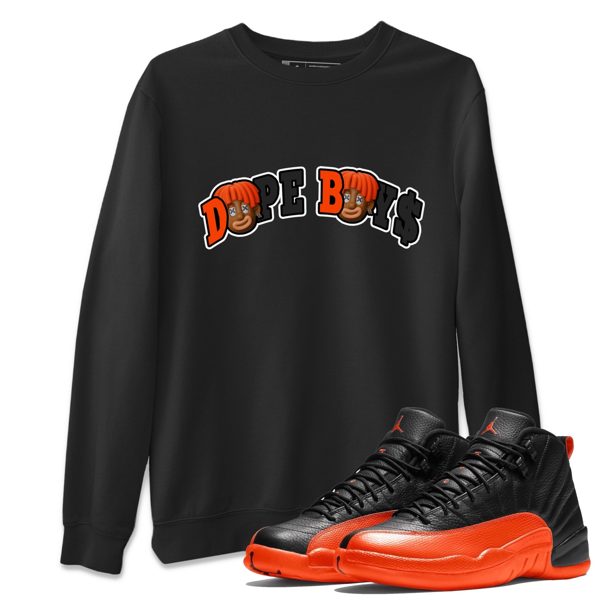 Air Jordan 12 Brilliant Orange Sneaker Match Tees Dope Boys Sneaker Tees AJ12 Brilliant Orange Sneaker Release Tees Unisex Shirts Black 1