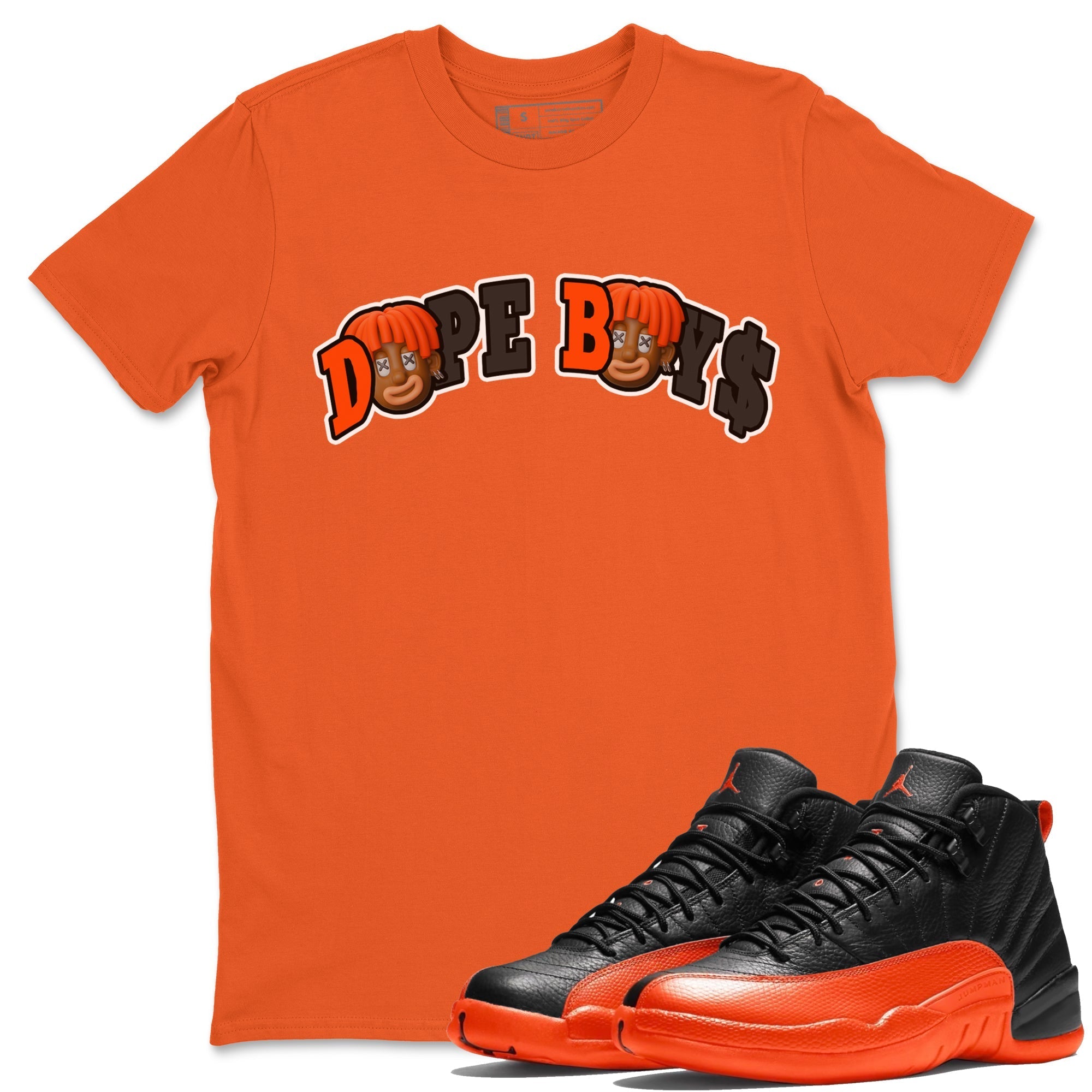 Air Jordan 12 Brilliant Orange Sneaker Match Tees Dope Boys Sneaker Tees AJ12 Brilliant Orange Sneaker Release Tees Unisex Shirts Orange 1