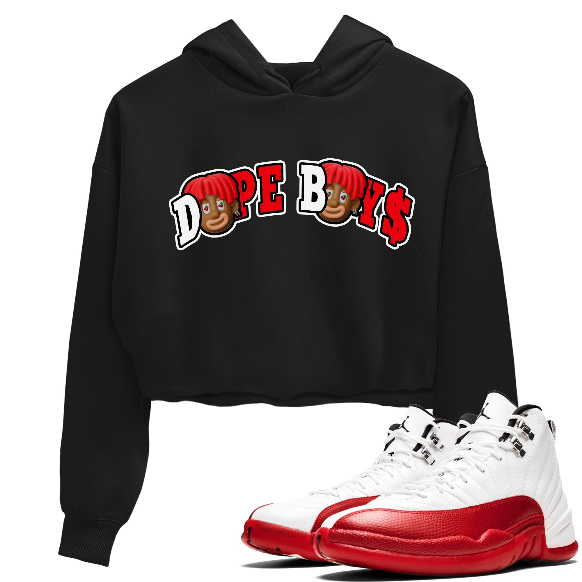 Air Jordan 12 Cherry Sneaker Match Tees Dope Boys Streetwear Sneaker Shirt AJ12 Cherry Sneaker Release Tees Women's Shirts Black 1