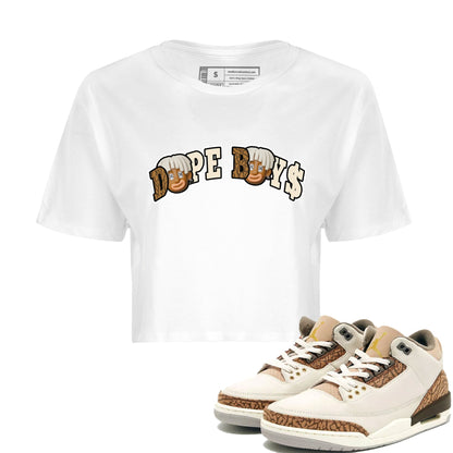 Air Jordan 3 Palomino Sneaker Match Tees Dope Boys Sneaker Tees AJ3 Palomino Sneaker Release Tees Women's Shirts White 1