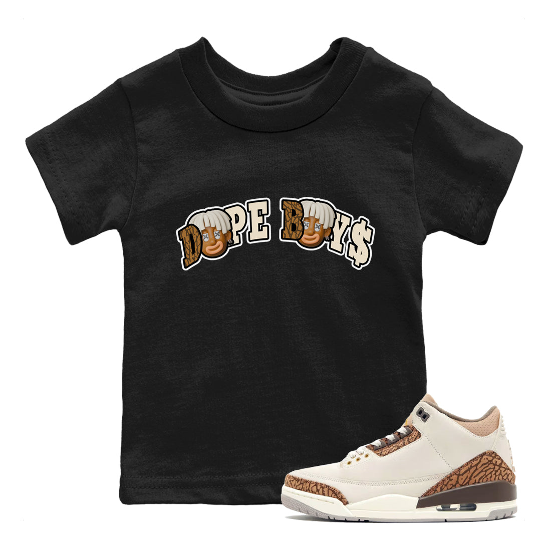 Air Jordan 3 Palomino Sneaker Match Tees Dope Boys Sneaker Tees AJ3 Palomino Sneaker Release Tees Kids Shirts Black 1