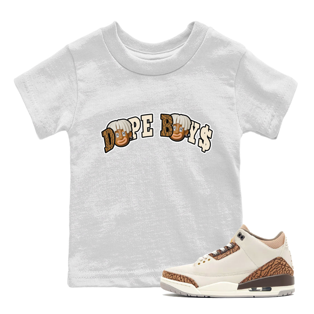 Air Jordan 3 Palomino Sneaker Match Tees Dope Boys Sneaker Tees AJ3 Palomino Sneaker Release Tees Kids Shirts White 1