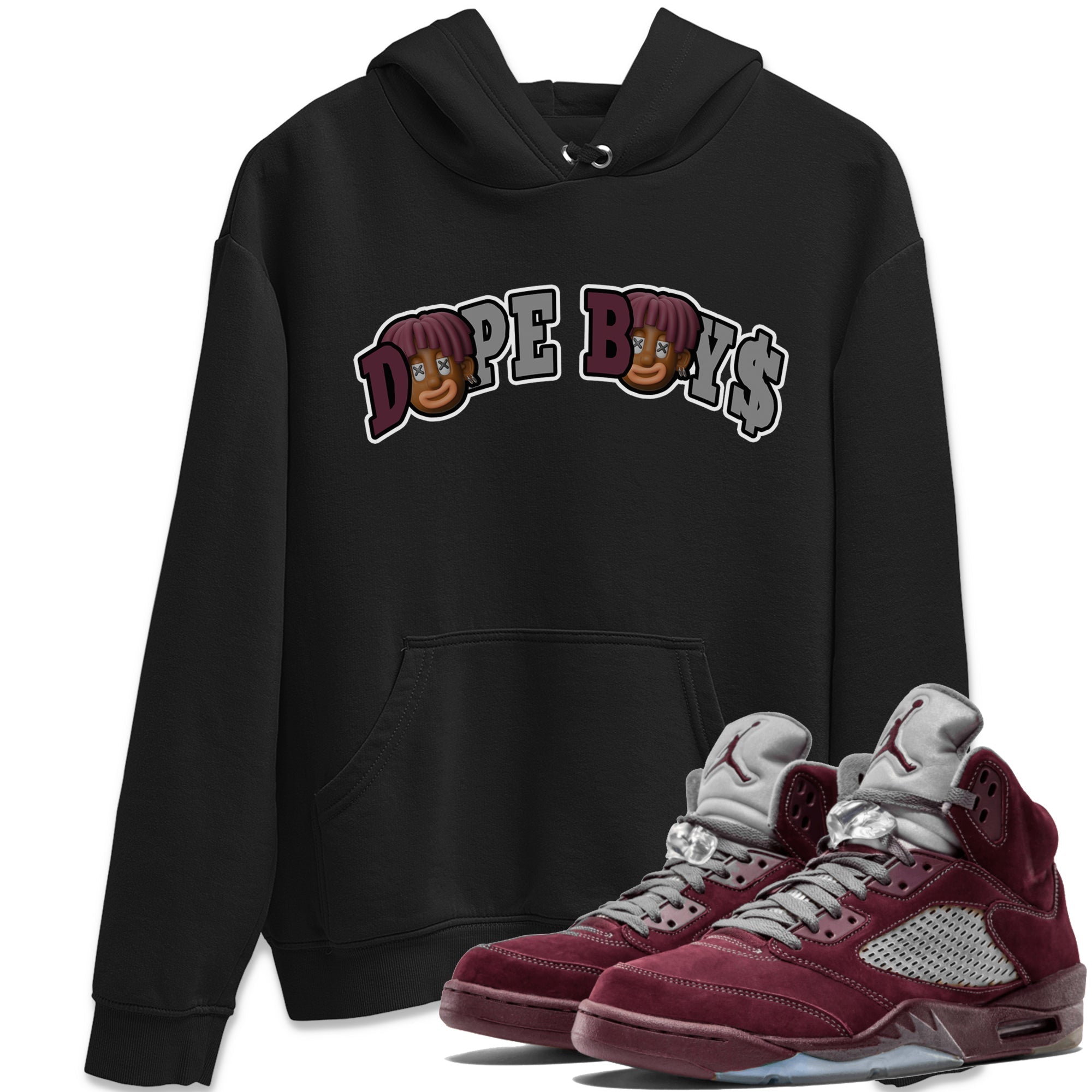 Air Jordan 5 Burgundy Sneaker Match Tees Dope Boys Sneaker Tees AJ5 Burgundy Sneaker Release Tees Unisex Shirts Black 1