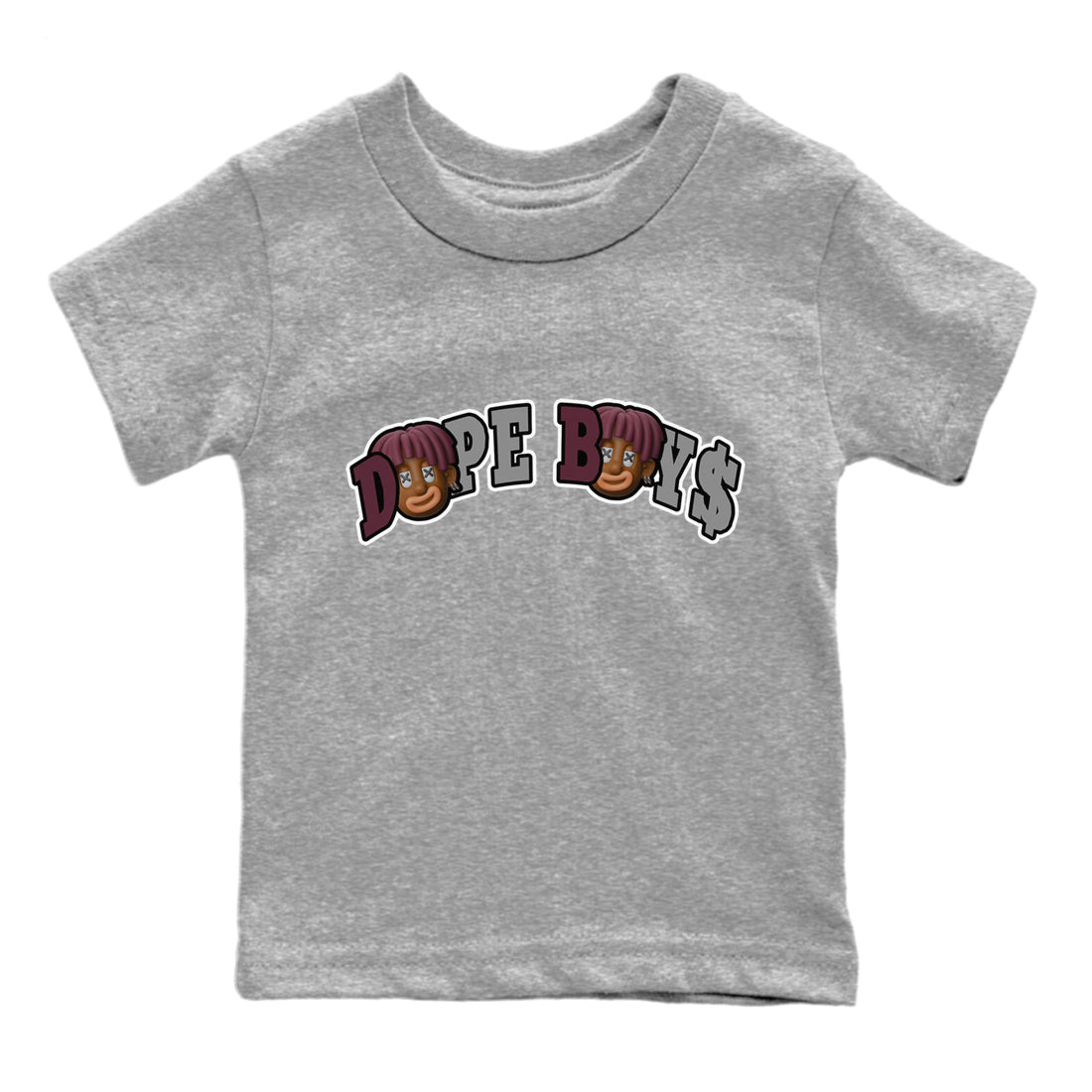 Air Jordan 5 Burgundy Sneaker Match Tees Dope Boys Sneaker Tees AJ5 Burgundy Sneaker Release Tees Kids Shirts Heather Grey 2
