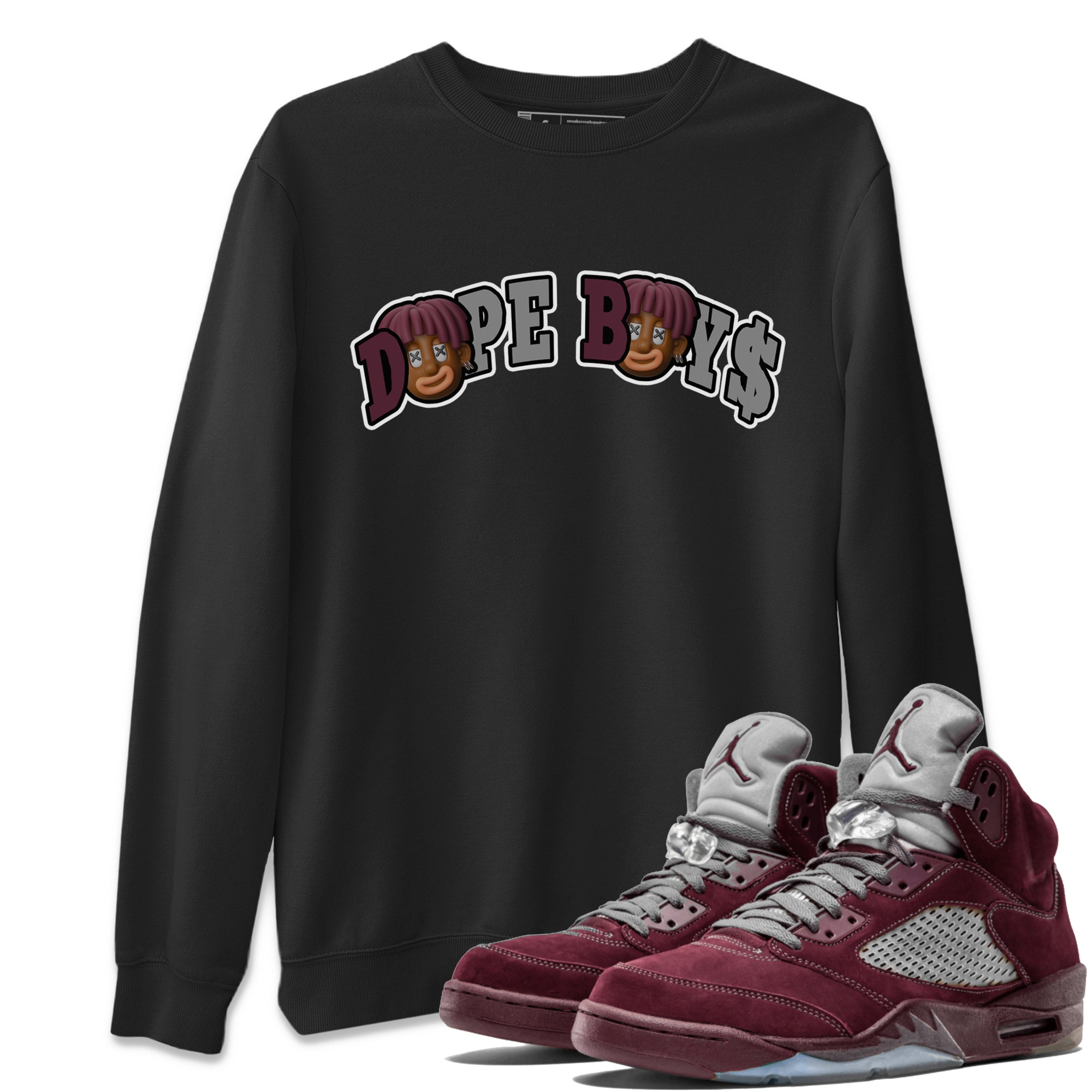 Air Jordan 5 Burgundy Sneaker Match Tees Dope Boys Sneaker Tees AJ5 Burgundy Sneaker Release Tees Unisex Shirts Black 1
