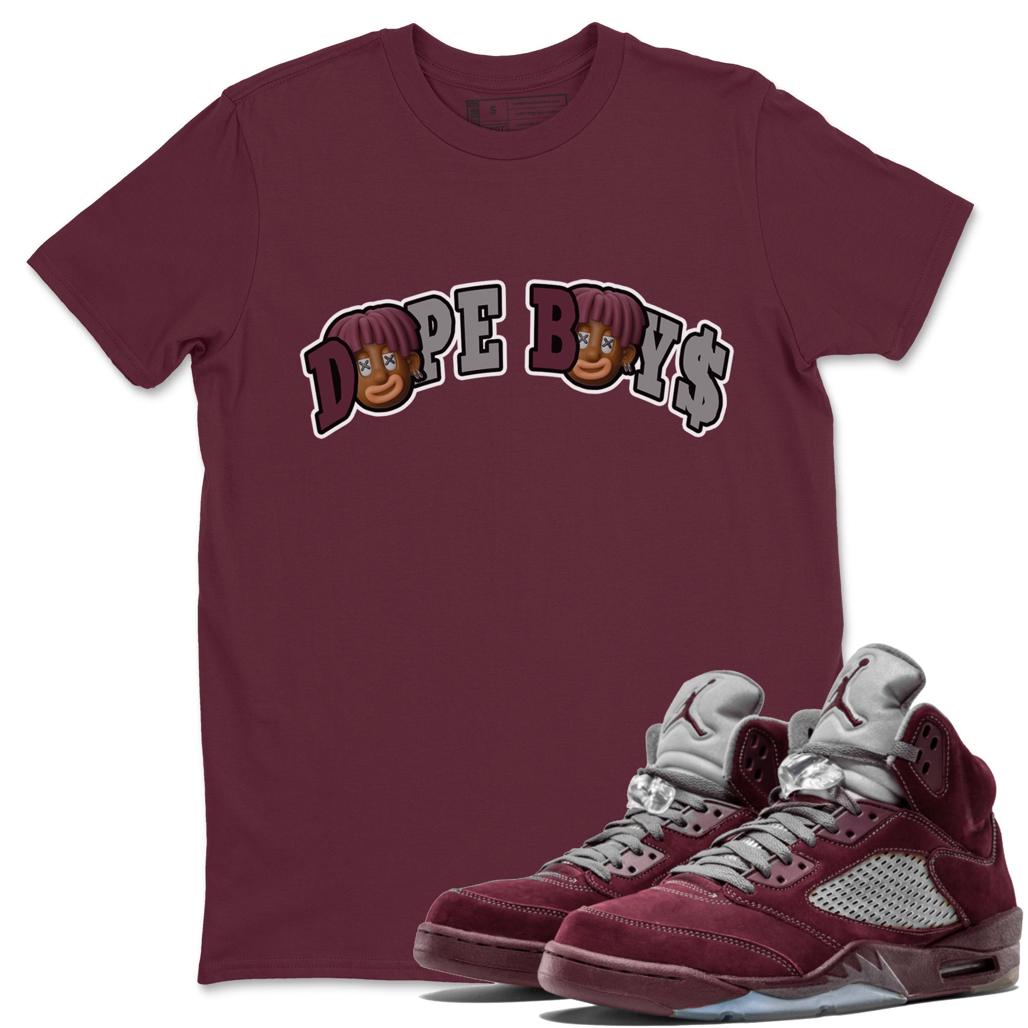 Air Jordan 5 Burgundy Sneaker Match Tees Dope Boys Sneaker Tees AJ5 Burgundy Sneaker Release Tees Unisex Shirts Maroon 1