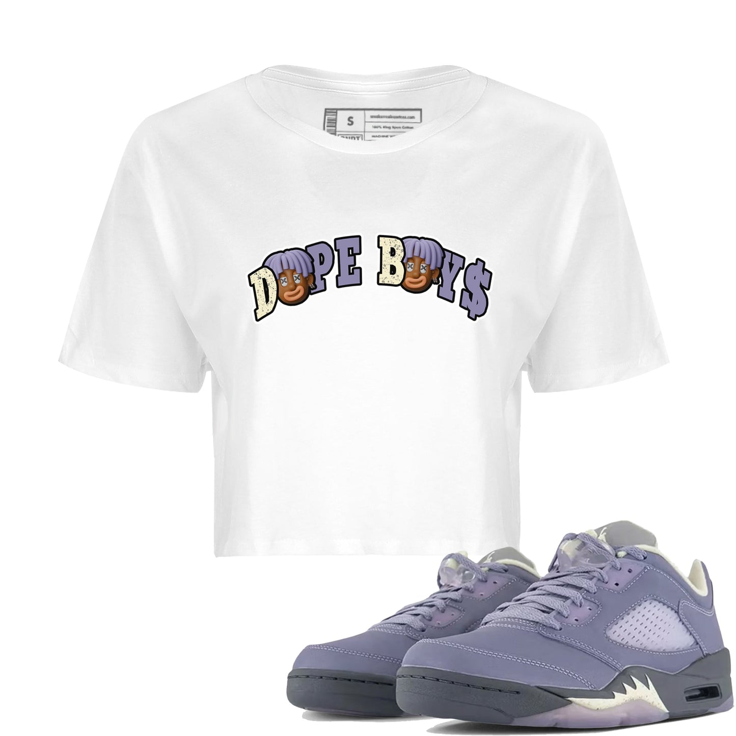 Air Jordan 5 Indigo Haze Sneaker Match Tees Dope Boys Sneaker Tees AJ5 Indigo Haze Sneaker Release Tees Women's Shirts White 1