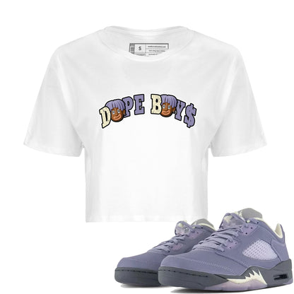 Air Jordan 5 Indigo Haze Sneaker Match Tees Dope Boys Sneaker Tees AJ5 Indigo Haze Sneaker Release Tees Women's Shirts White 1