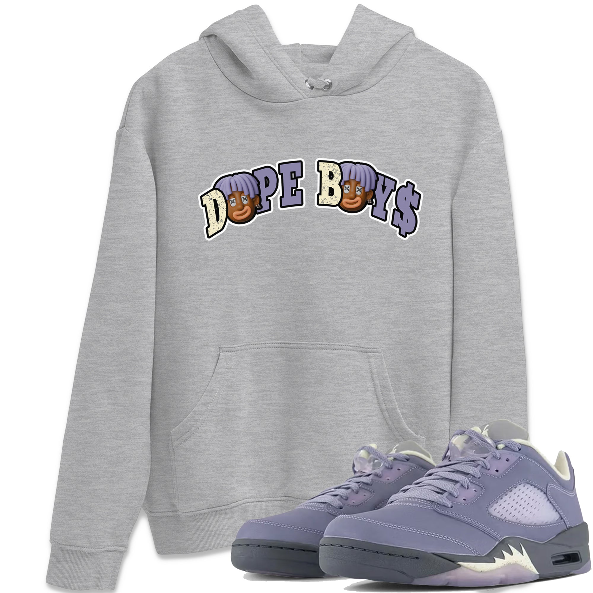 Air Jordan 5 Indigo Haze Sneaker Match Tees Dope Boys Sneaker Tees AJ5 Indigo Haze Sneaker Release Tees Unisex Shirts Heather Grey 1