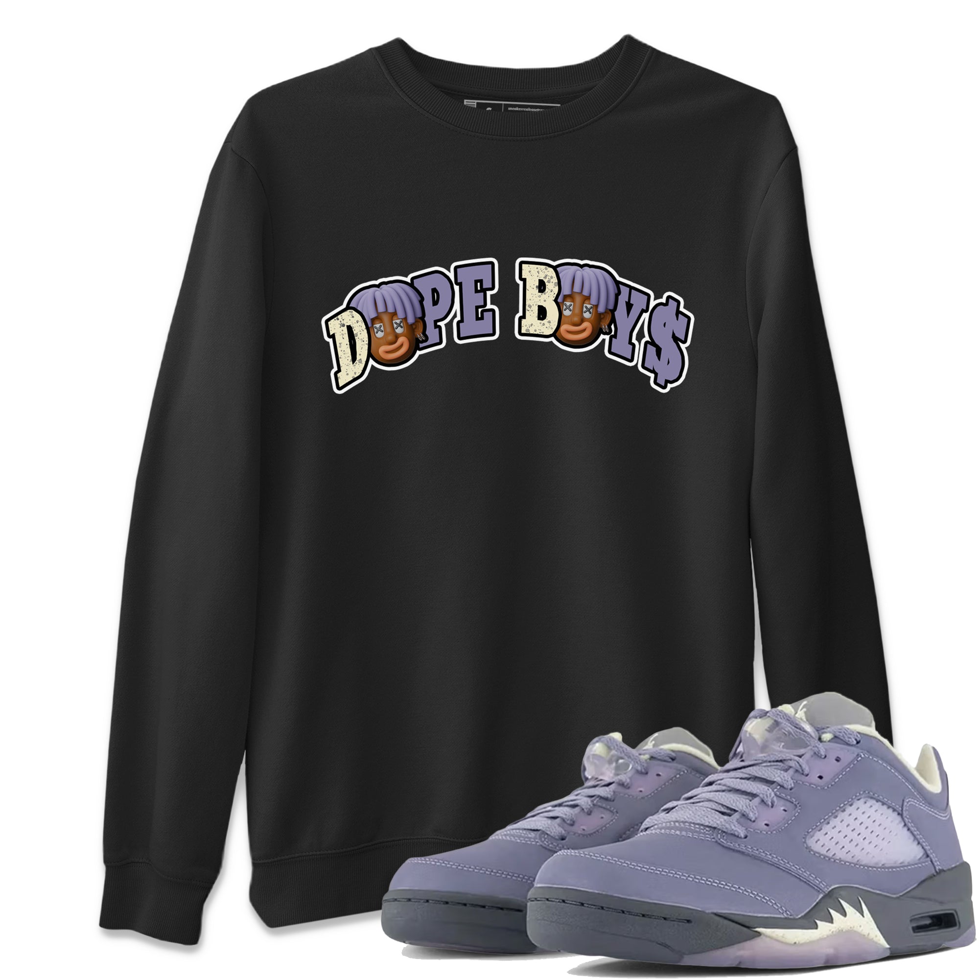 Air Jordan 5 Indigo Haze Sneaker Match Tees Dope Boys Sneaker Tees AJ5 Indigo Haze Sneaker Release Tees Unisex Shirts Black 1