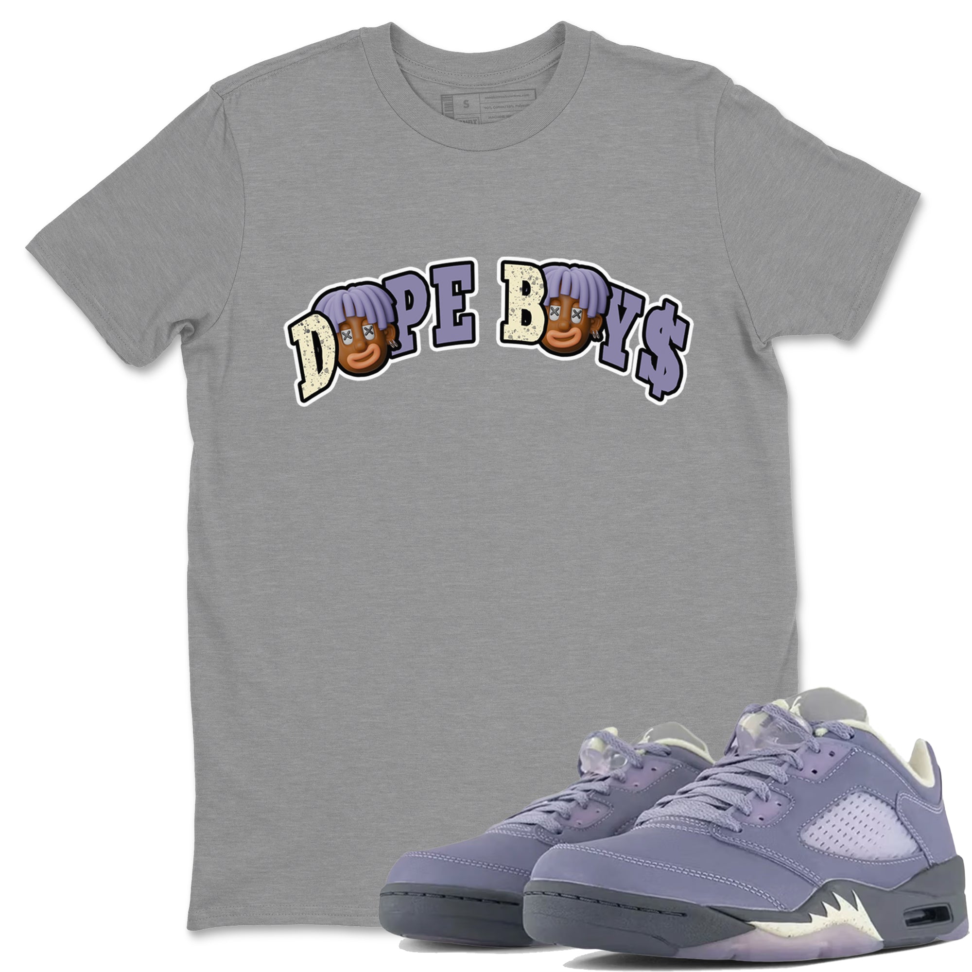 Air Jordan 5 Indigo Haze Sneaker Match Tees Dope Boys Sneaker Tees AJ5 Indigo Haze Sneaker Release Tees Unisex Shirts Heather Grey 1