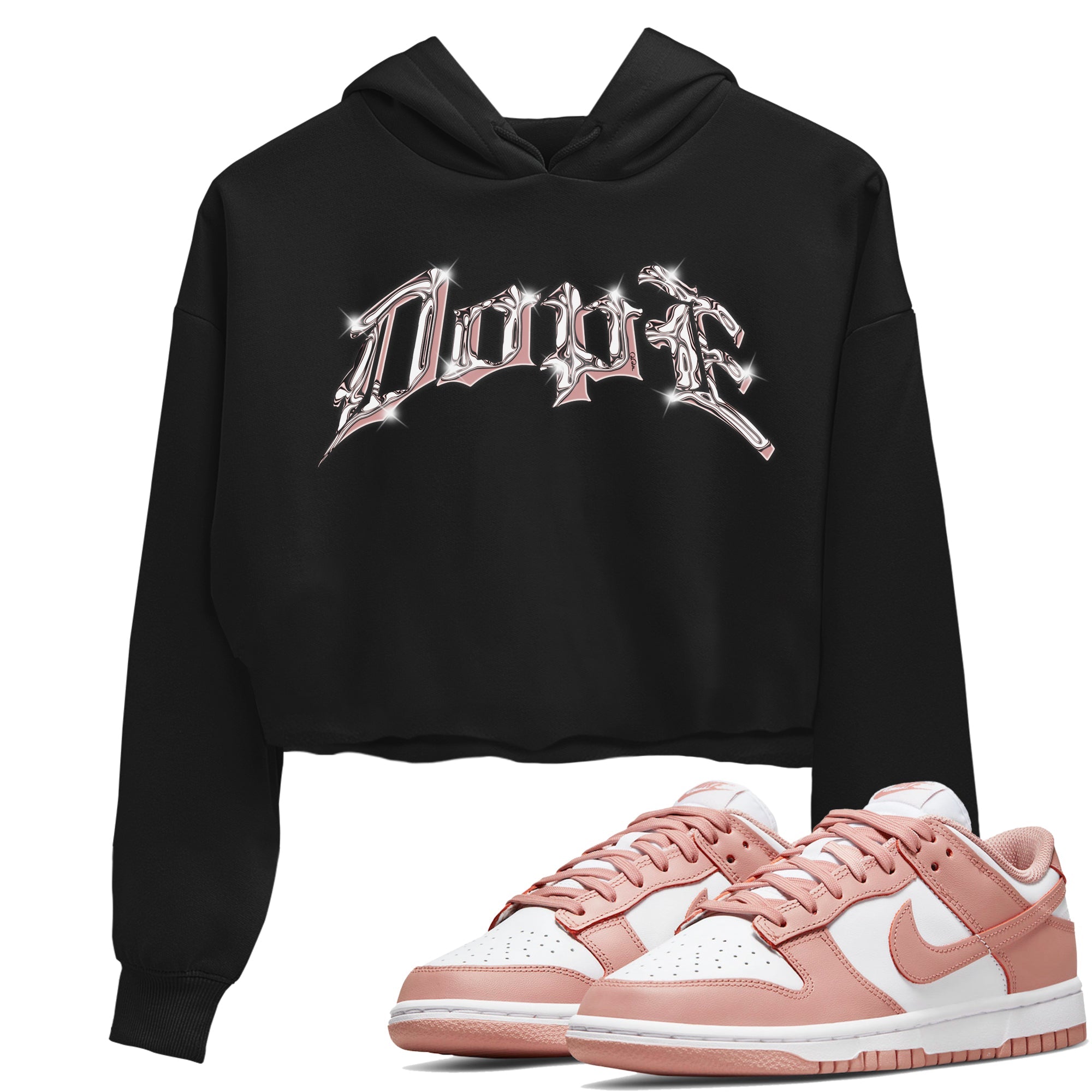 Dunk Rose Whisper shirt to match jordans Dope Streetwear Sneaker Shirt Nike Dunk LowRose Whisper Drip Gear Zone Sneaker Matching Clothing Black 1 Crop T-Shirt